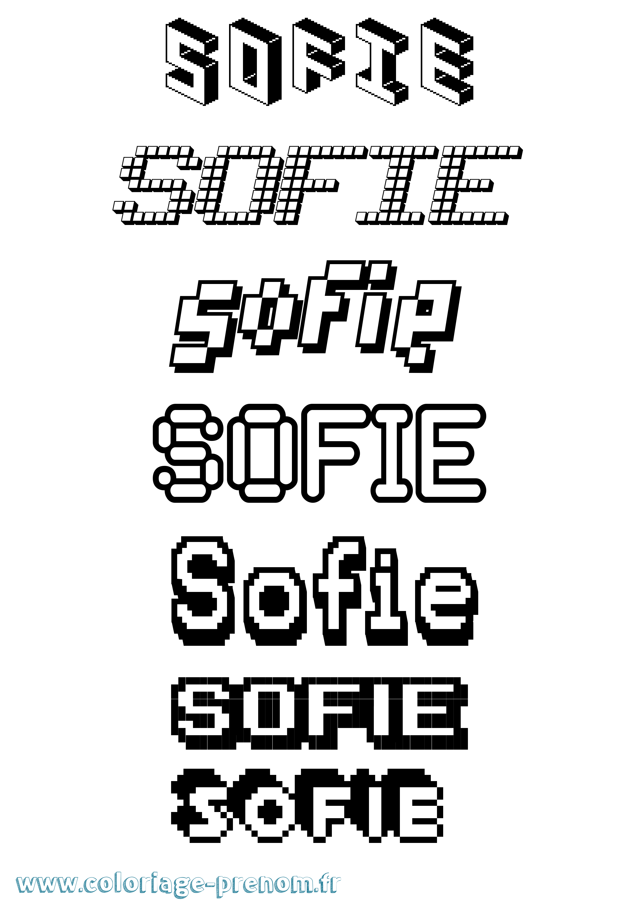 Coloriage prénom Sofie Pixel
