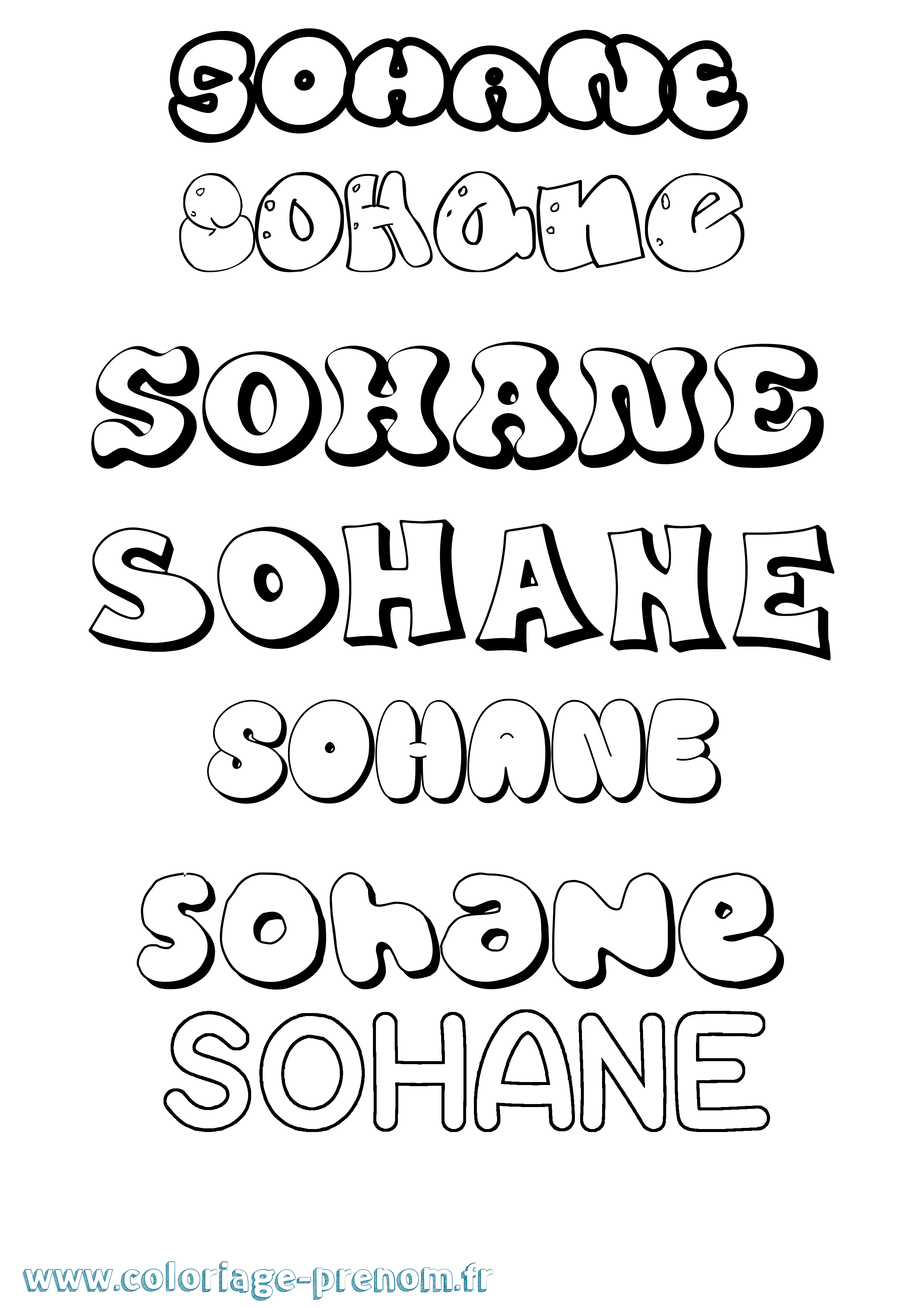 Coloriage prénom Sohane Bubble