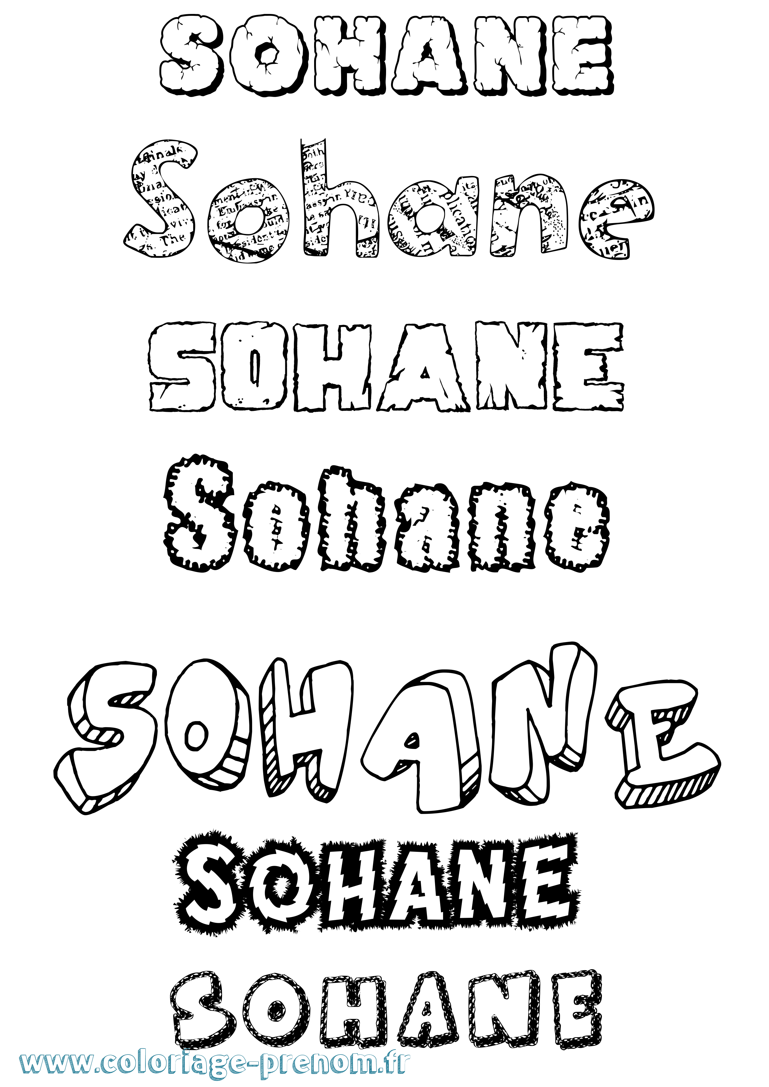Coloriage prénom Sohane Destructuré