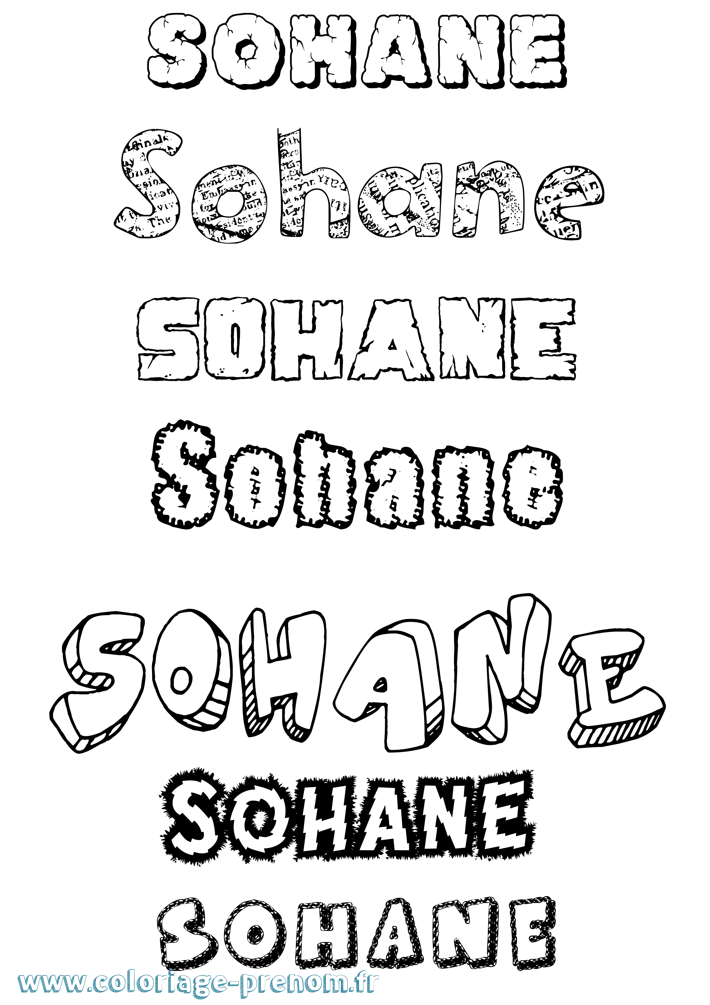 Coloriage Sohane Destructuré Coloriage prénom Sohane Destructuré
