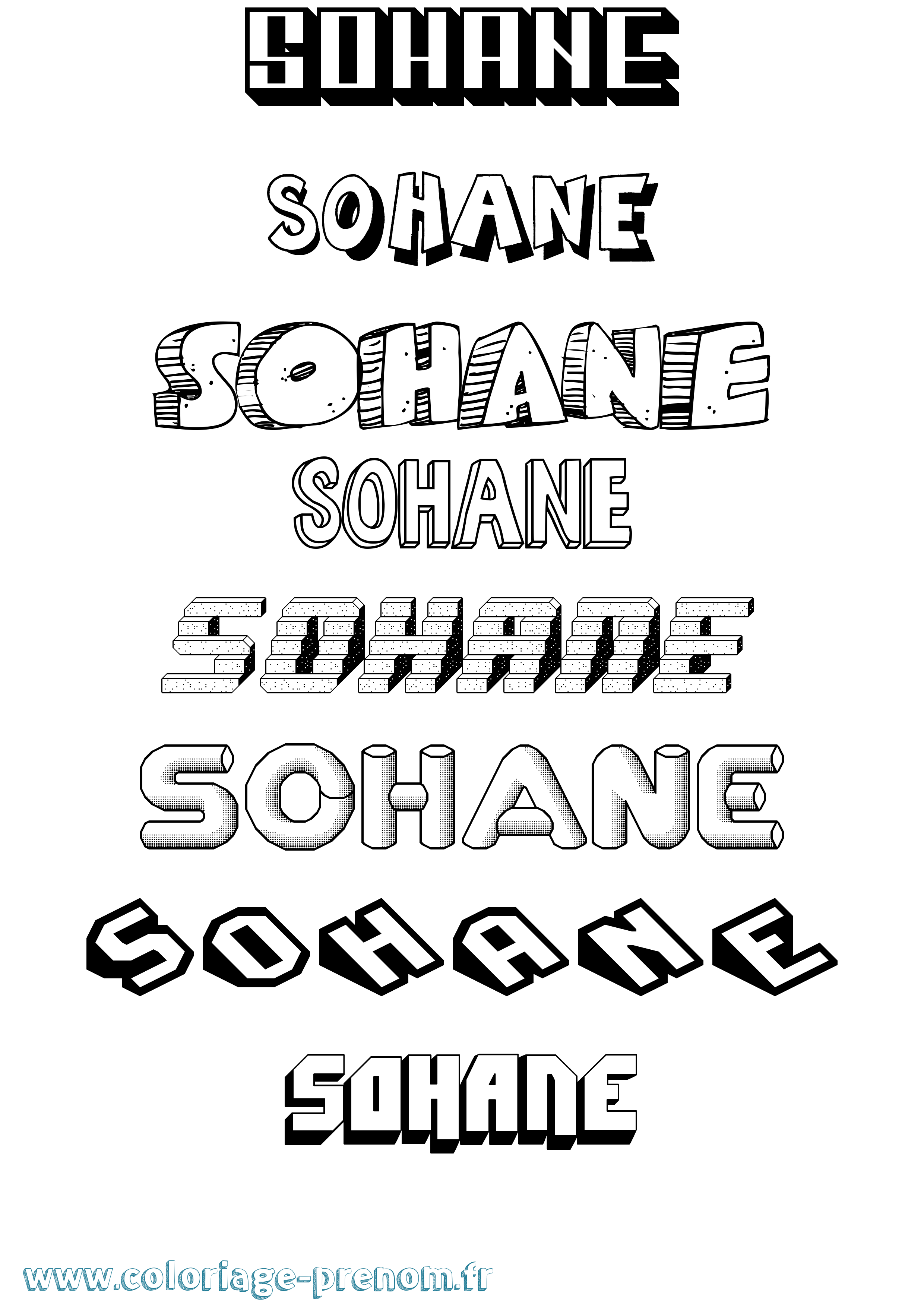 Coloriage prénom Sohane Effet 3D