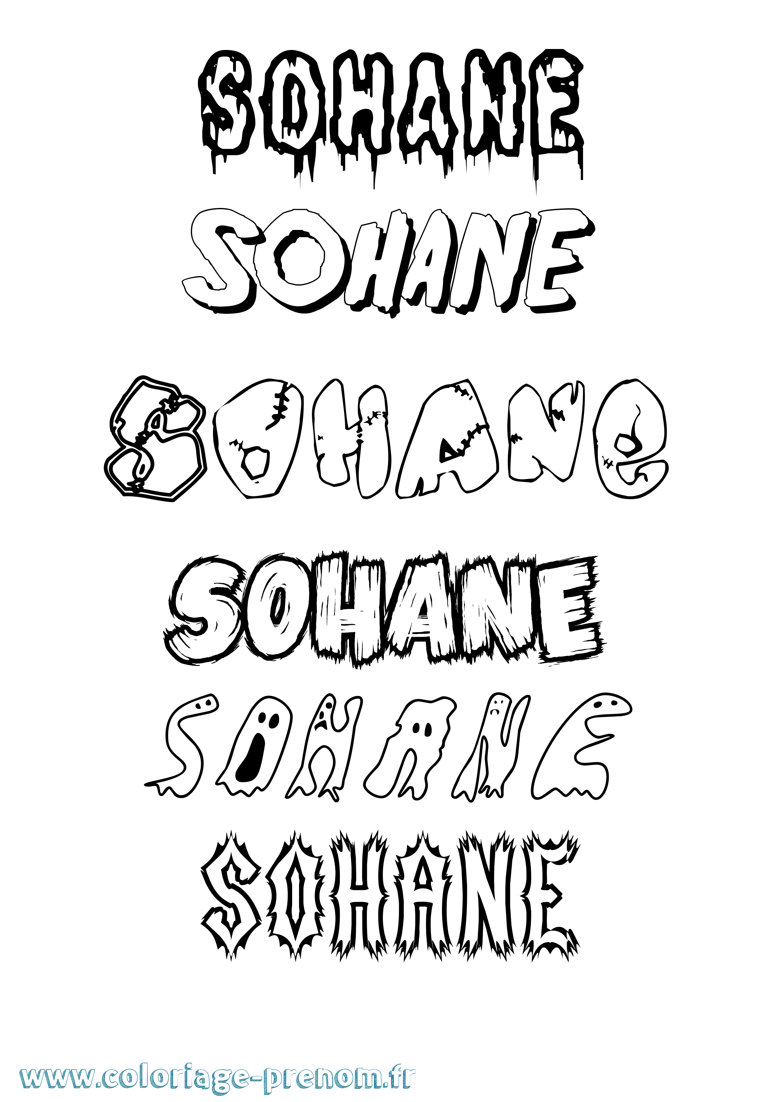 Coloriage Sohane Frisson Coloriage prénom Sohane Frisson