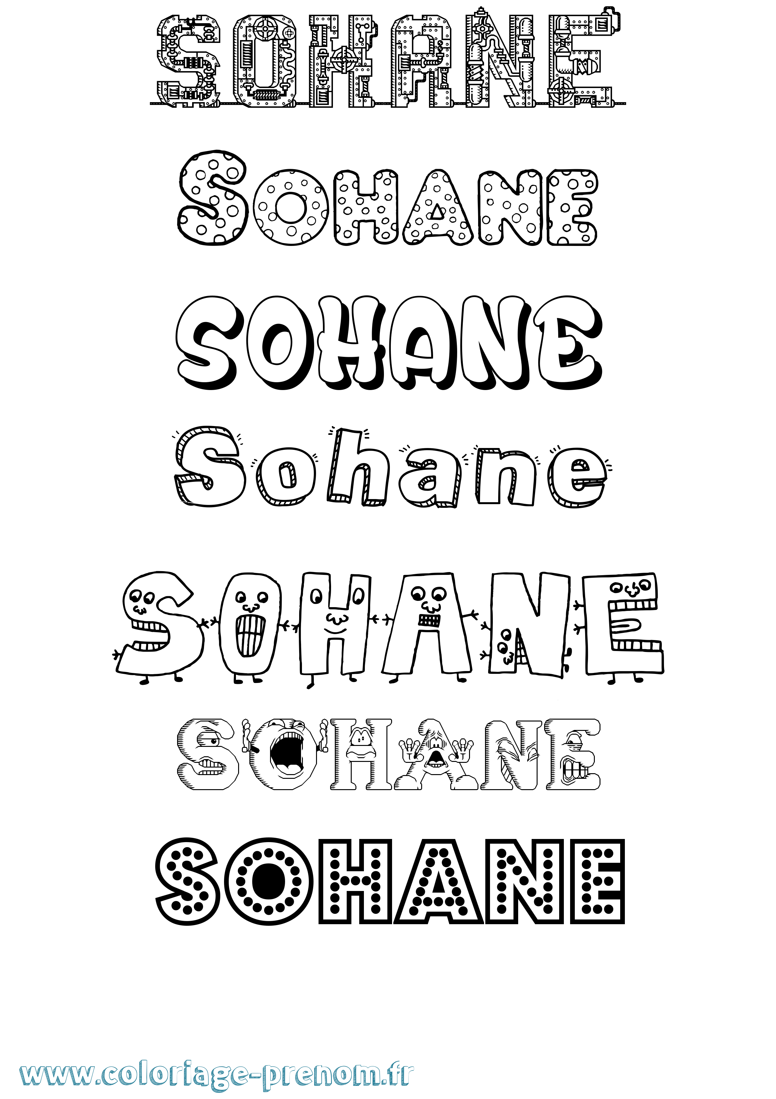 Coloriage prénom Sohane