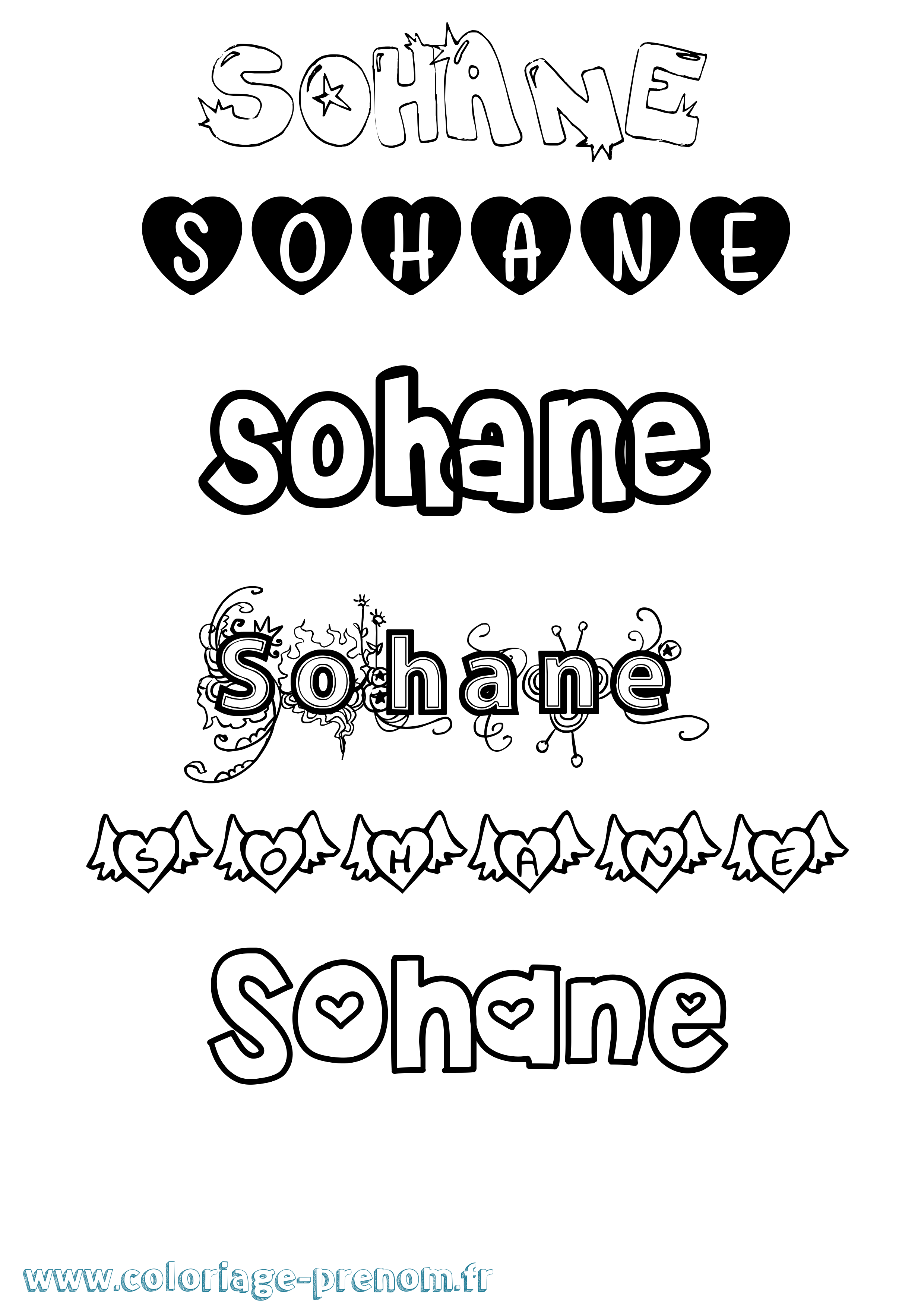 Coloriage Sohane Girly Coloriage prénom Sohane Girly