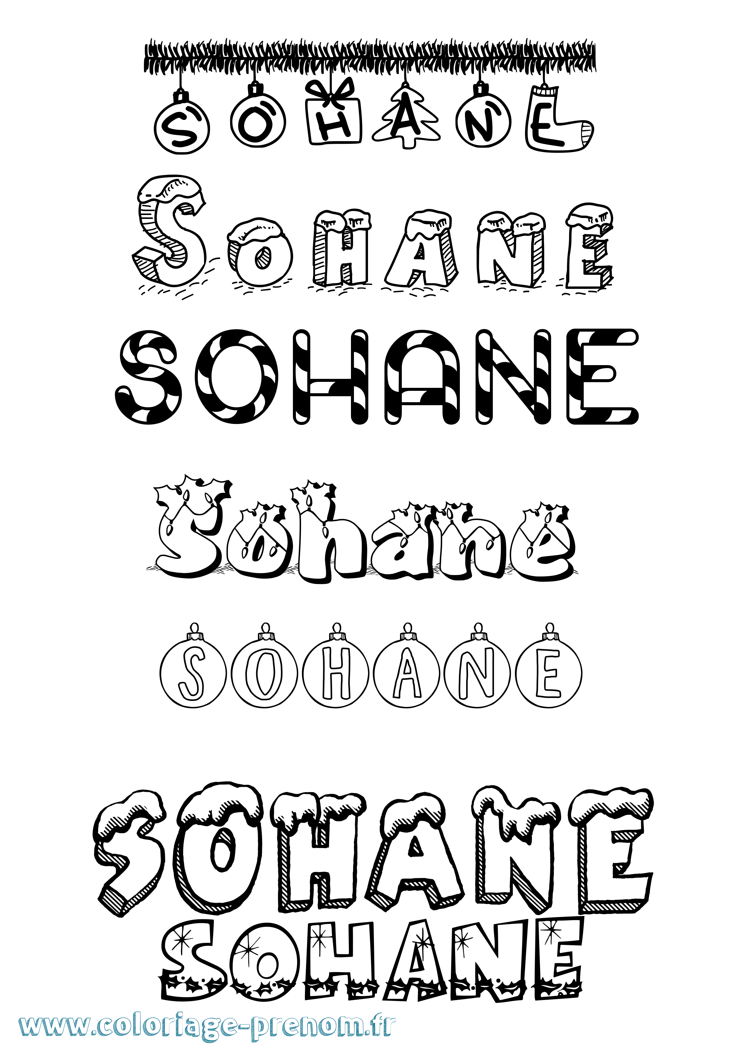 Coloriage prénom Sohane Noël