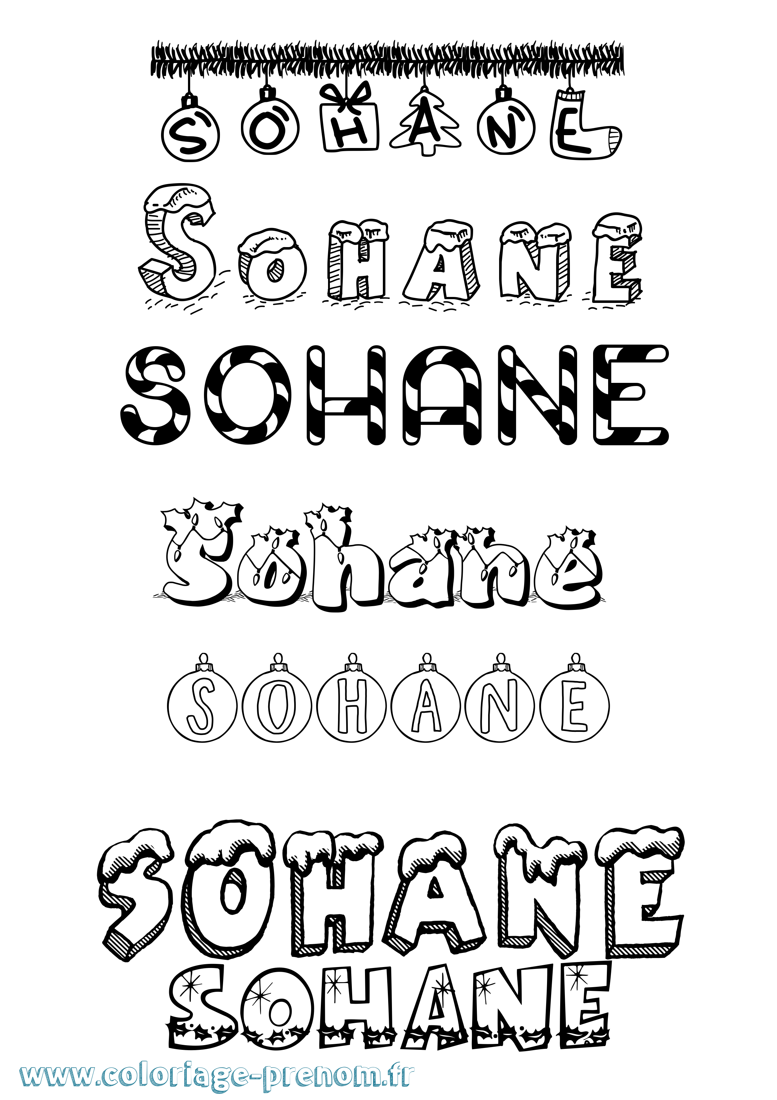 Coloriage Sohane Noël Coloriage prénom Sohane Noël