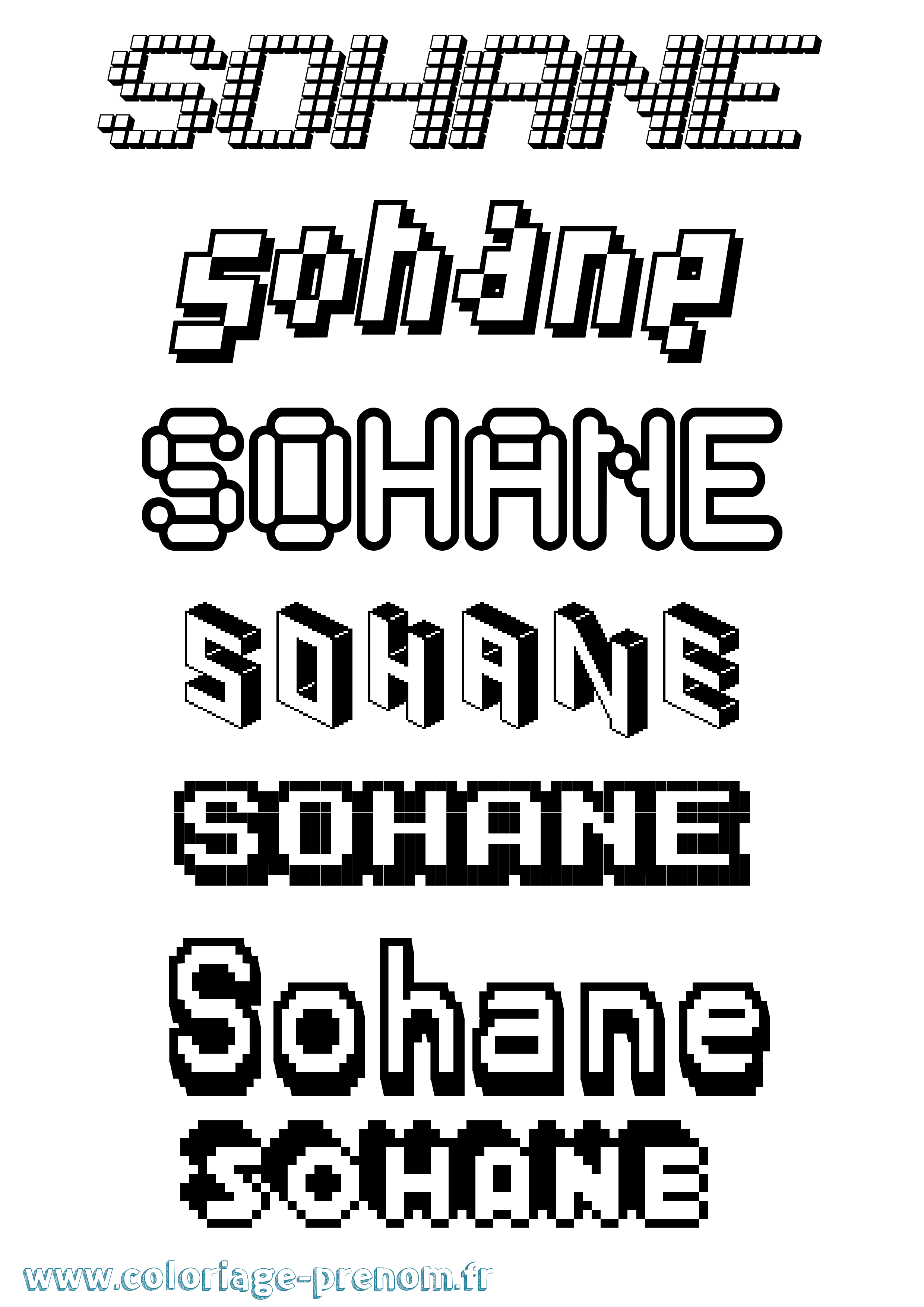 Coloriage Sohane Pixel Coloriage prénom Sohane Pixel