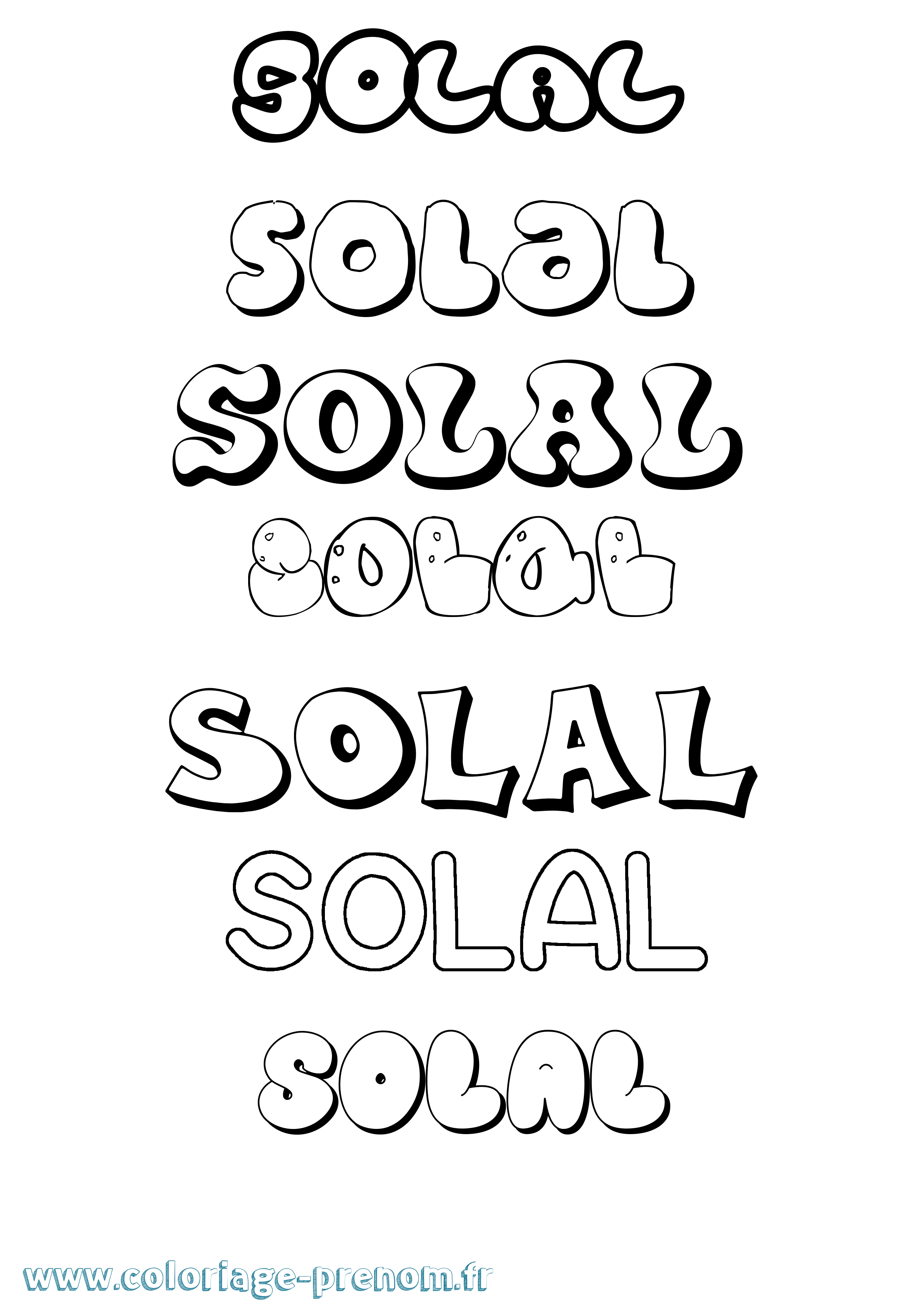Coloriage prénom Solal Bubble