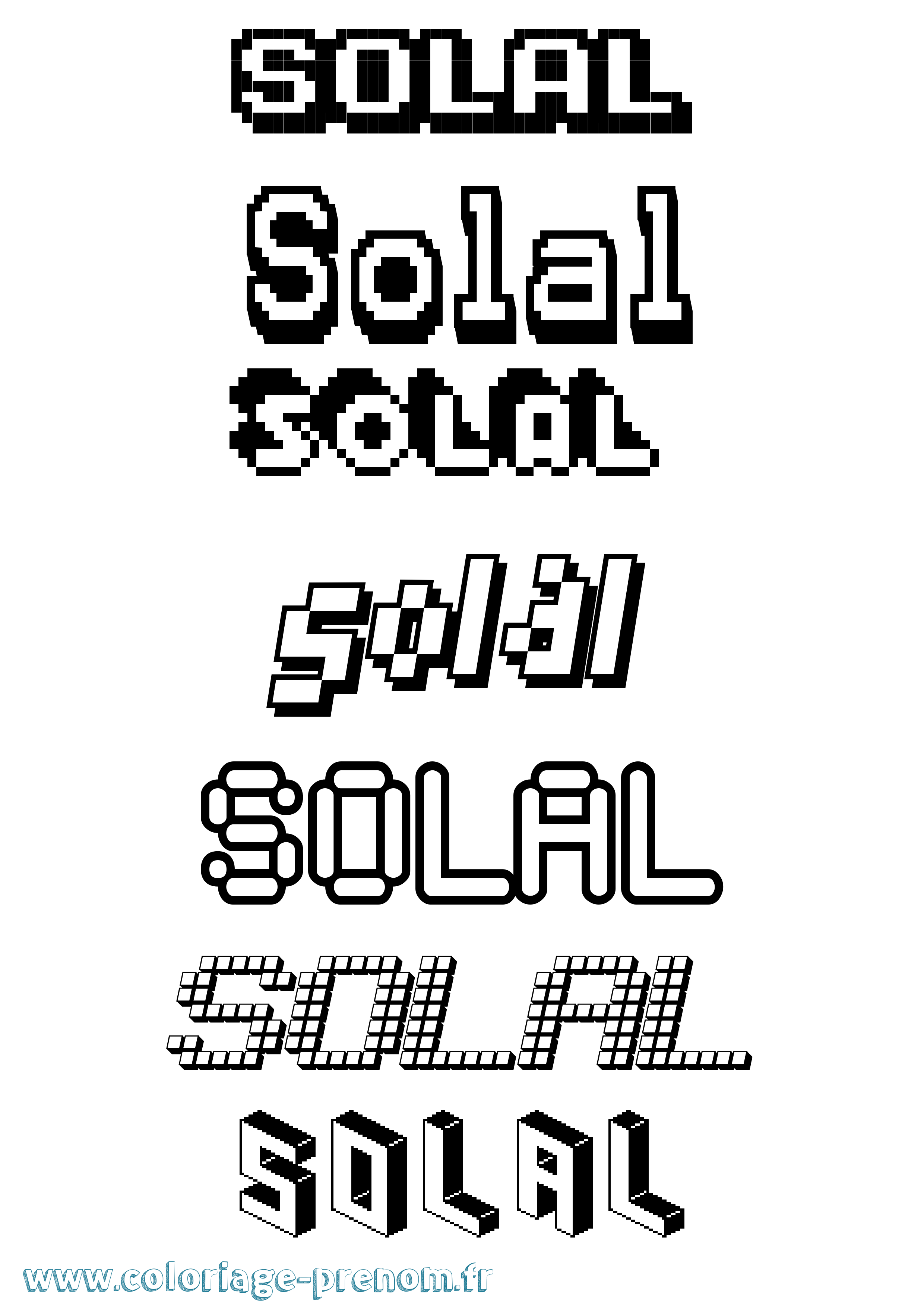 Coloriage prénom Solal Pixel