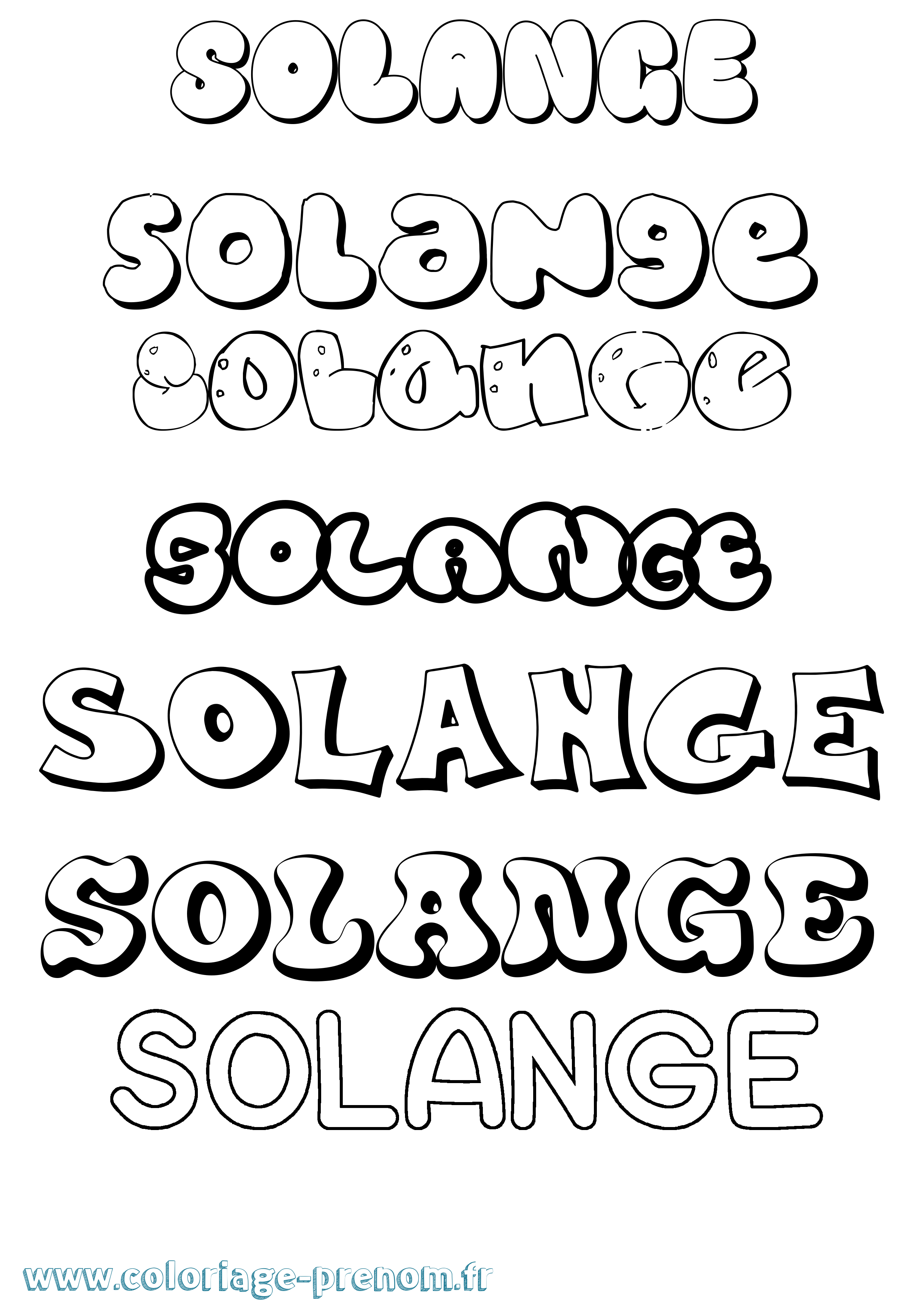 Coloriage prénom Solange Bubble