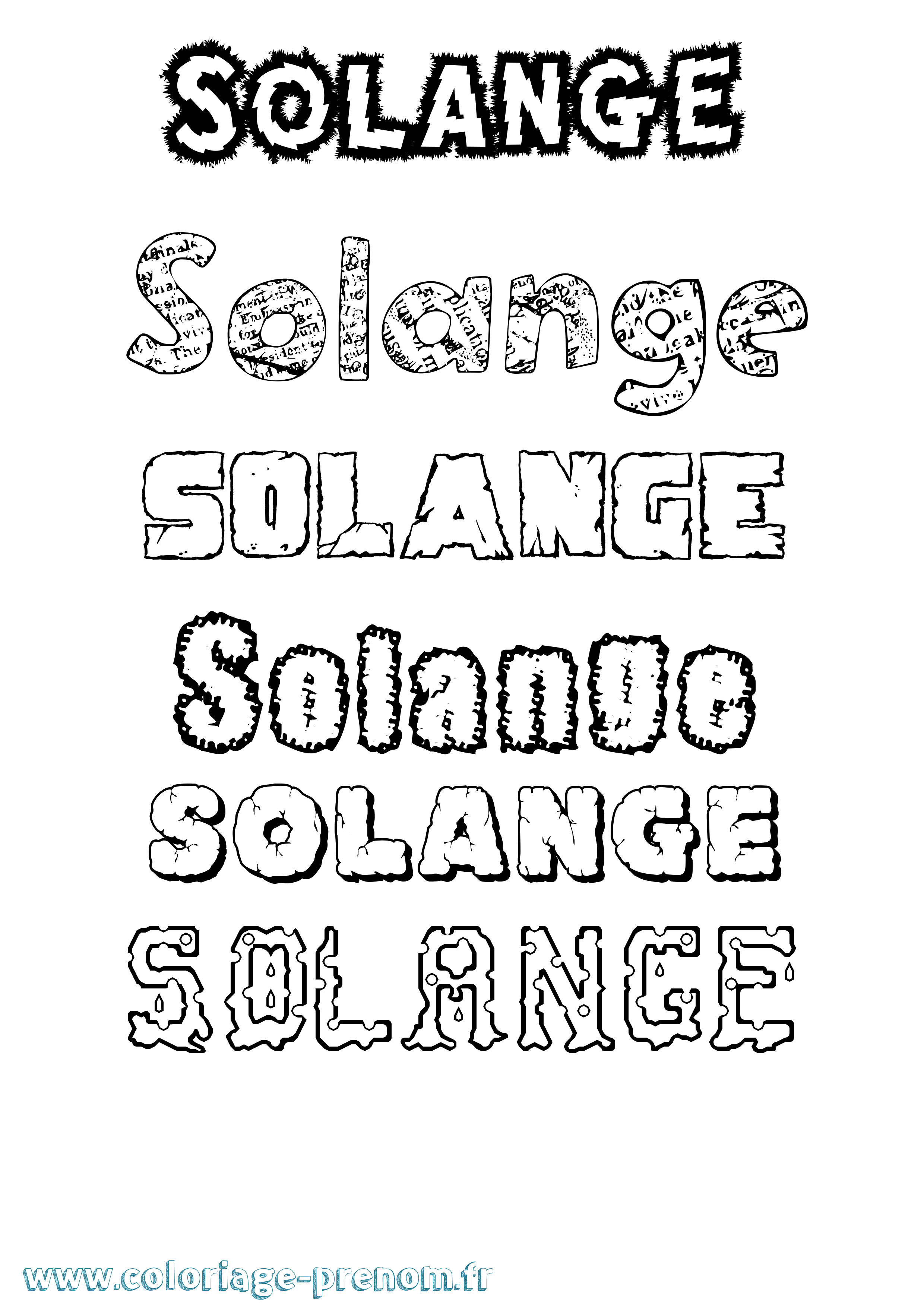 Coloriage prénom Solange Destructuré