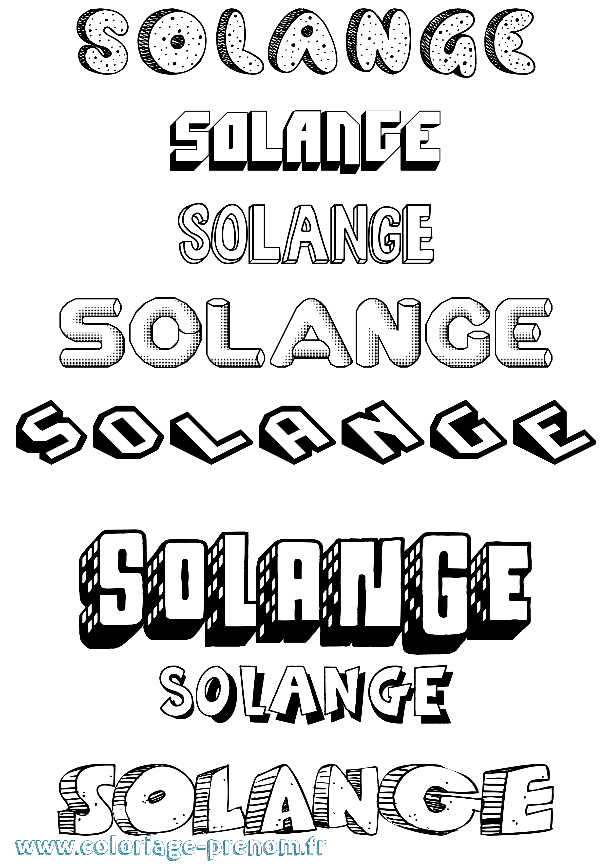 Coloriage prénom Solange Effet 3D