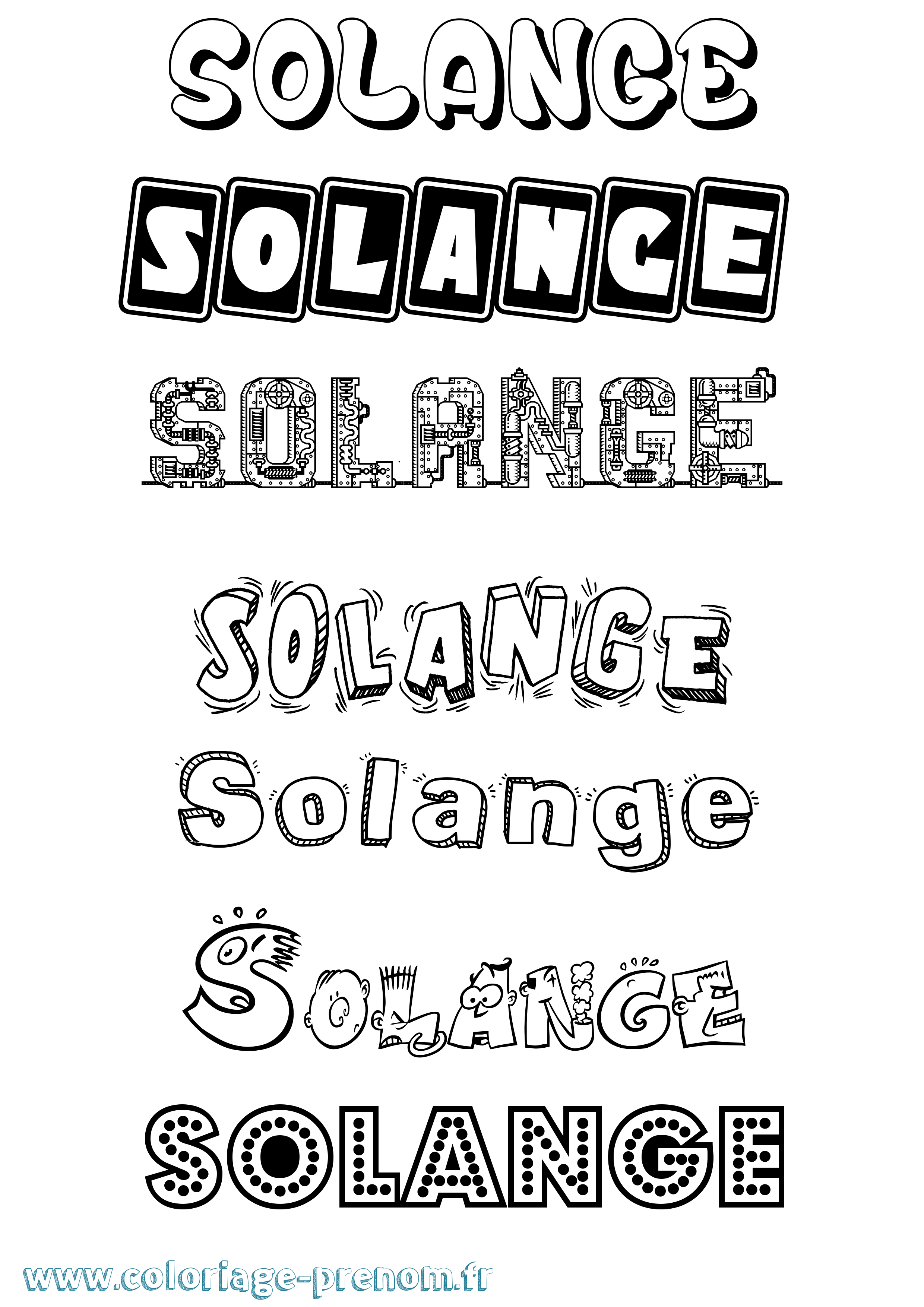 Coloriage prénom Solange Fun