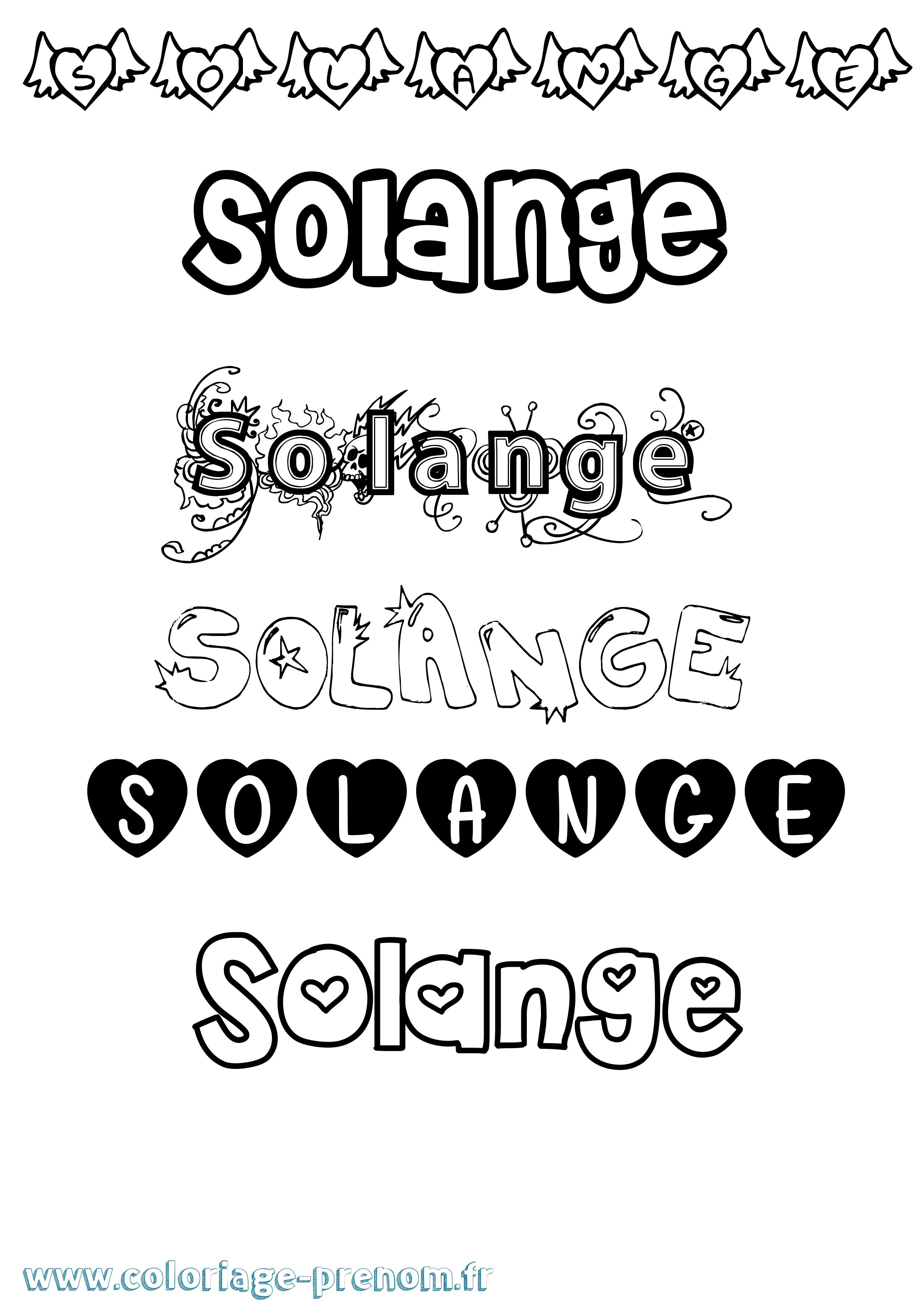 Coloriage Solange Coloriage prénom Solange