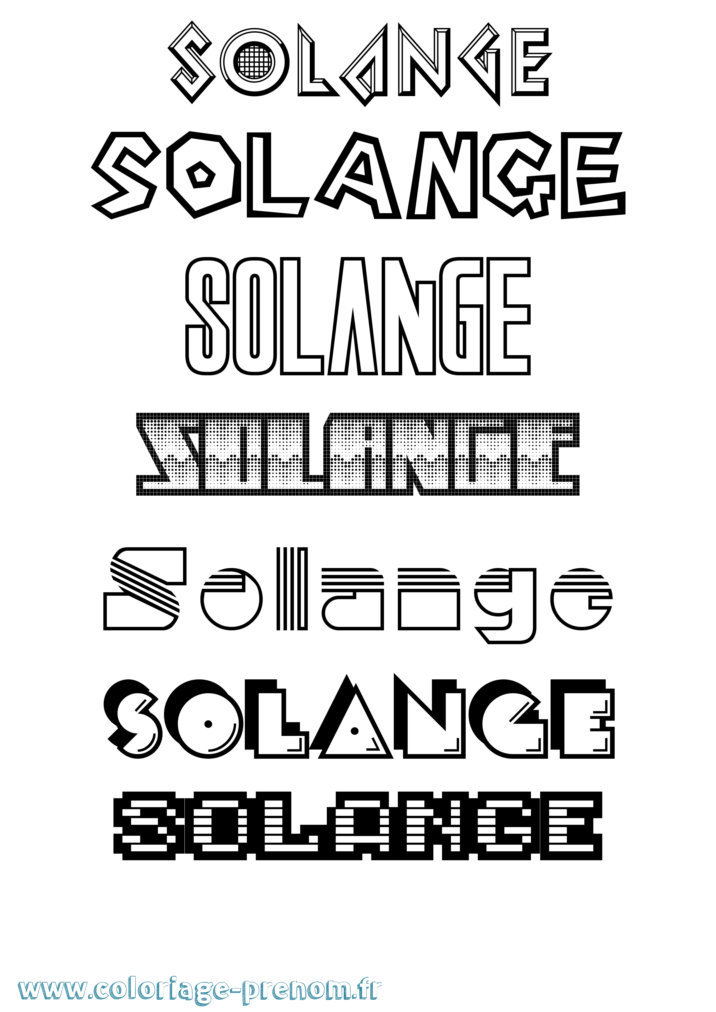 Coloriage Solange Coloriage prénom Solange
