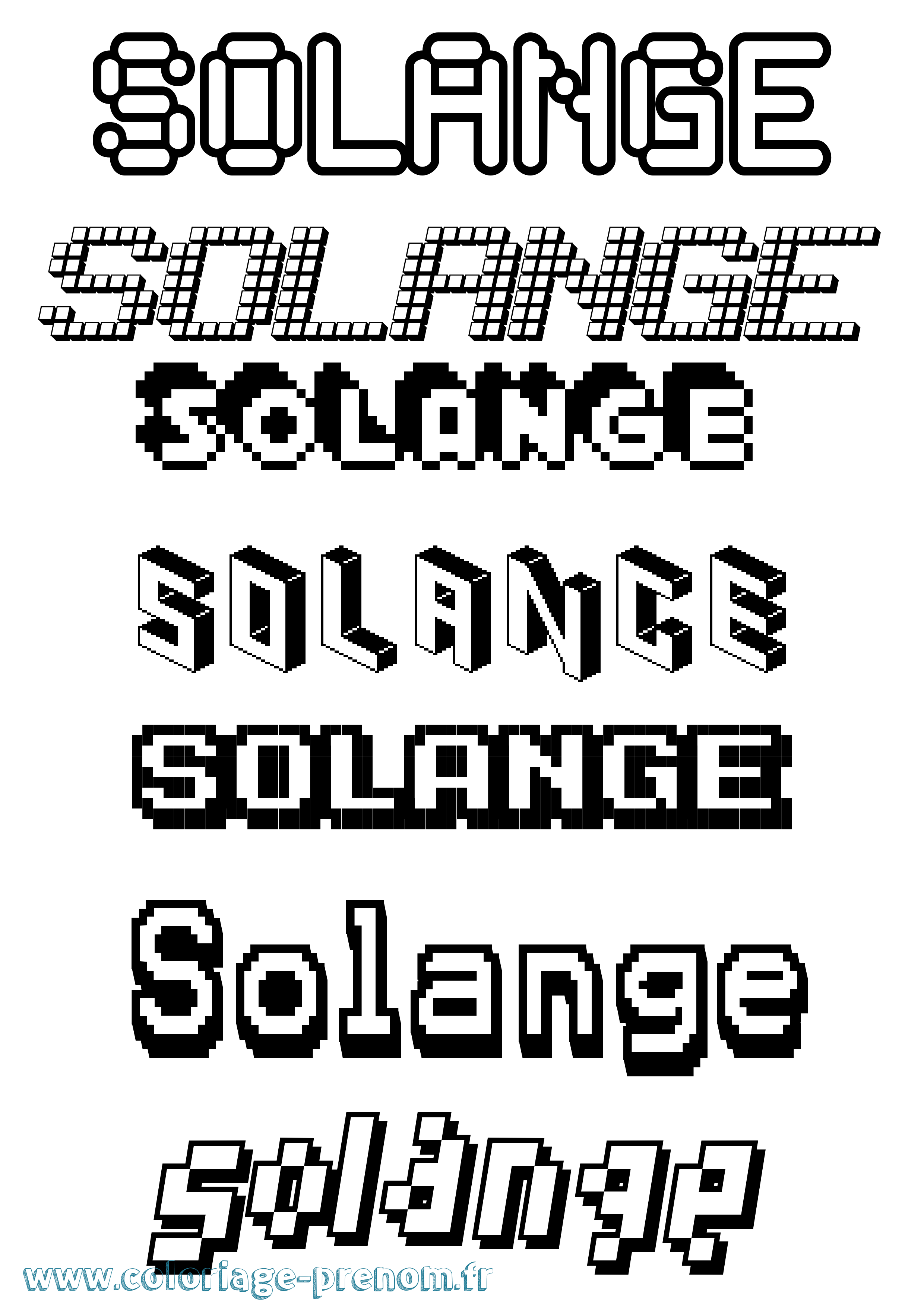 Coloriage prénom Solange Pixel