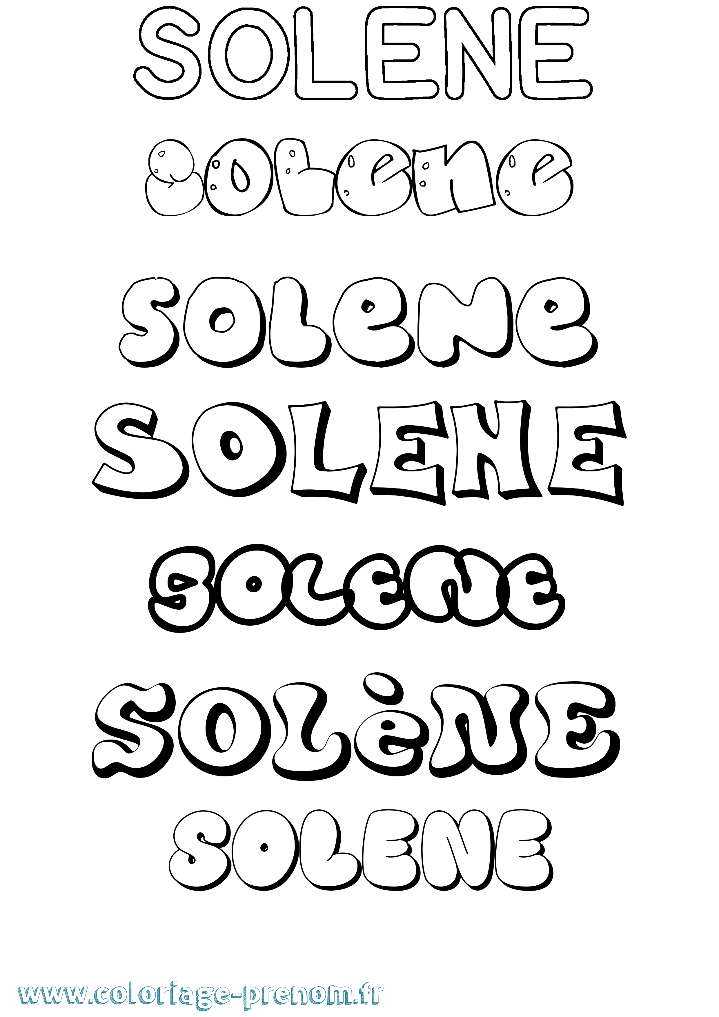 Coloriage prénom Solène Bubble