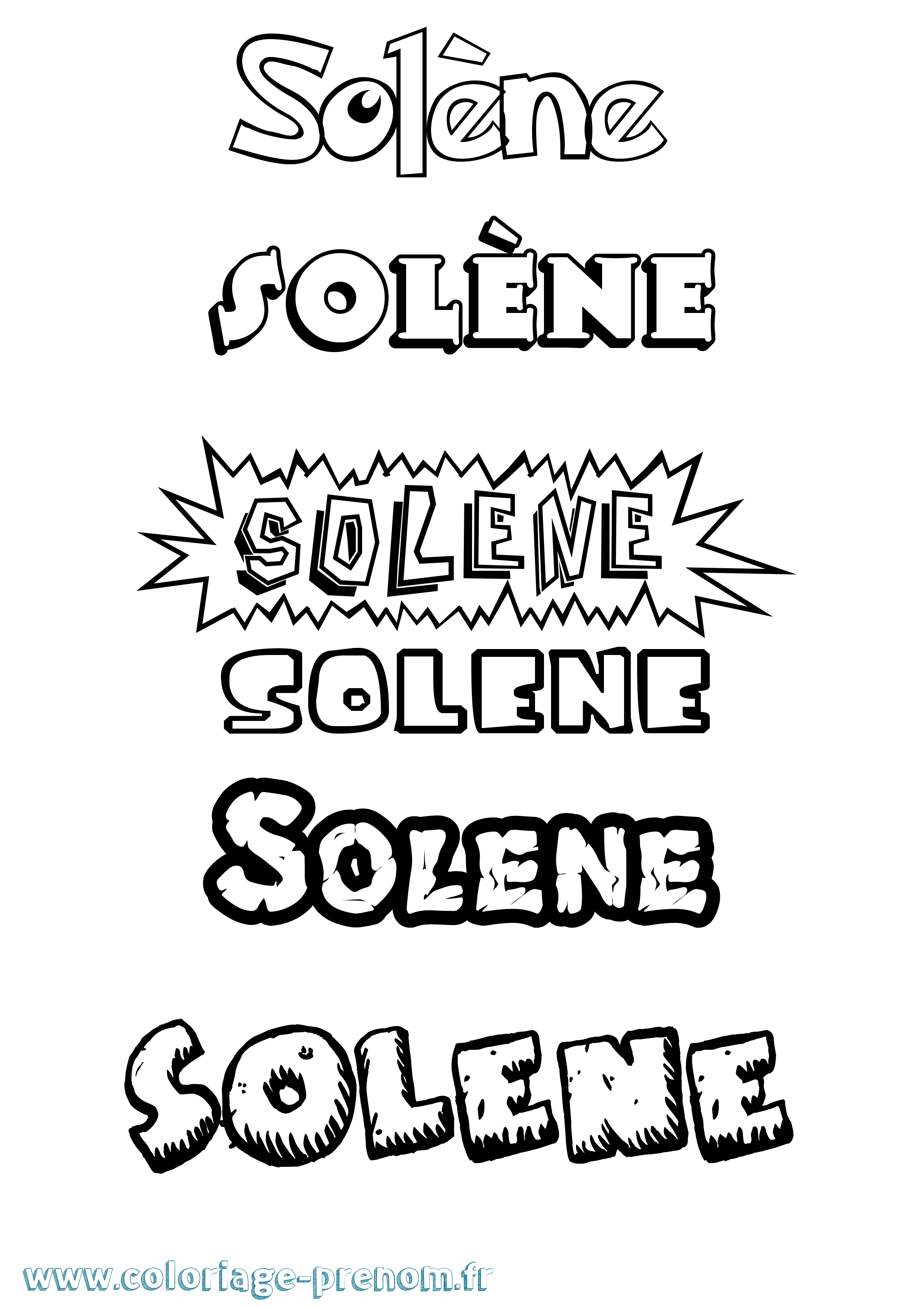 Coloriage prénom Solène Dessin Animé