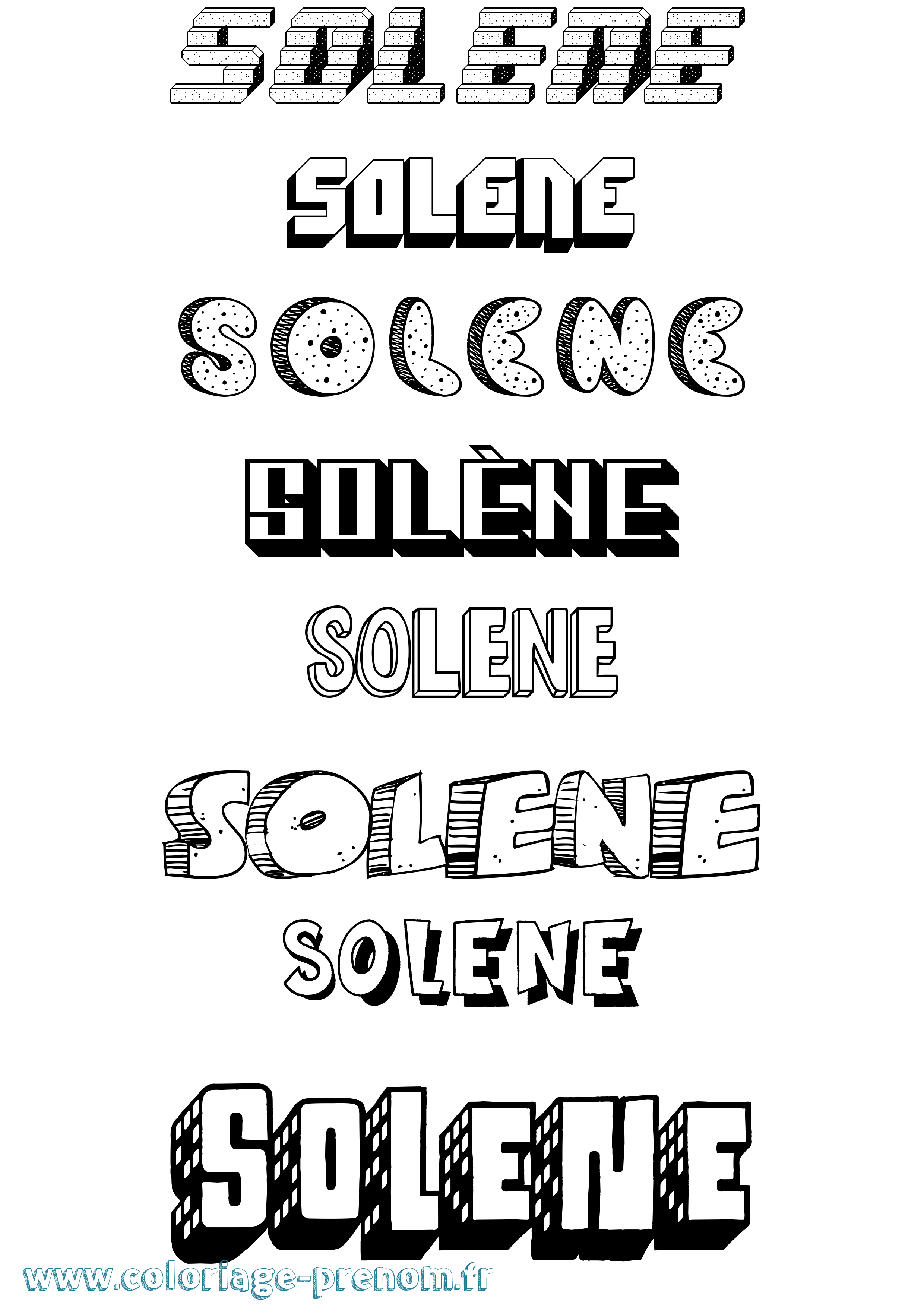 Coloriage prénom Solène Effet 3D