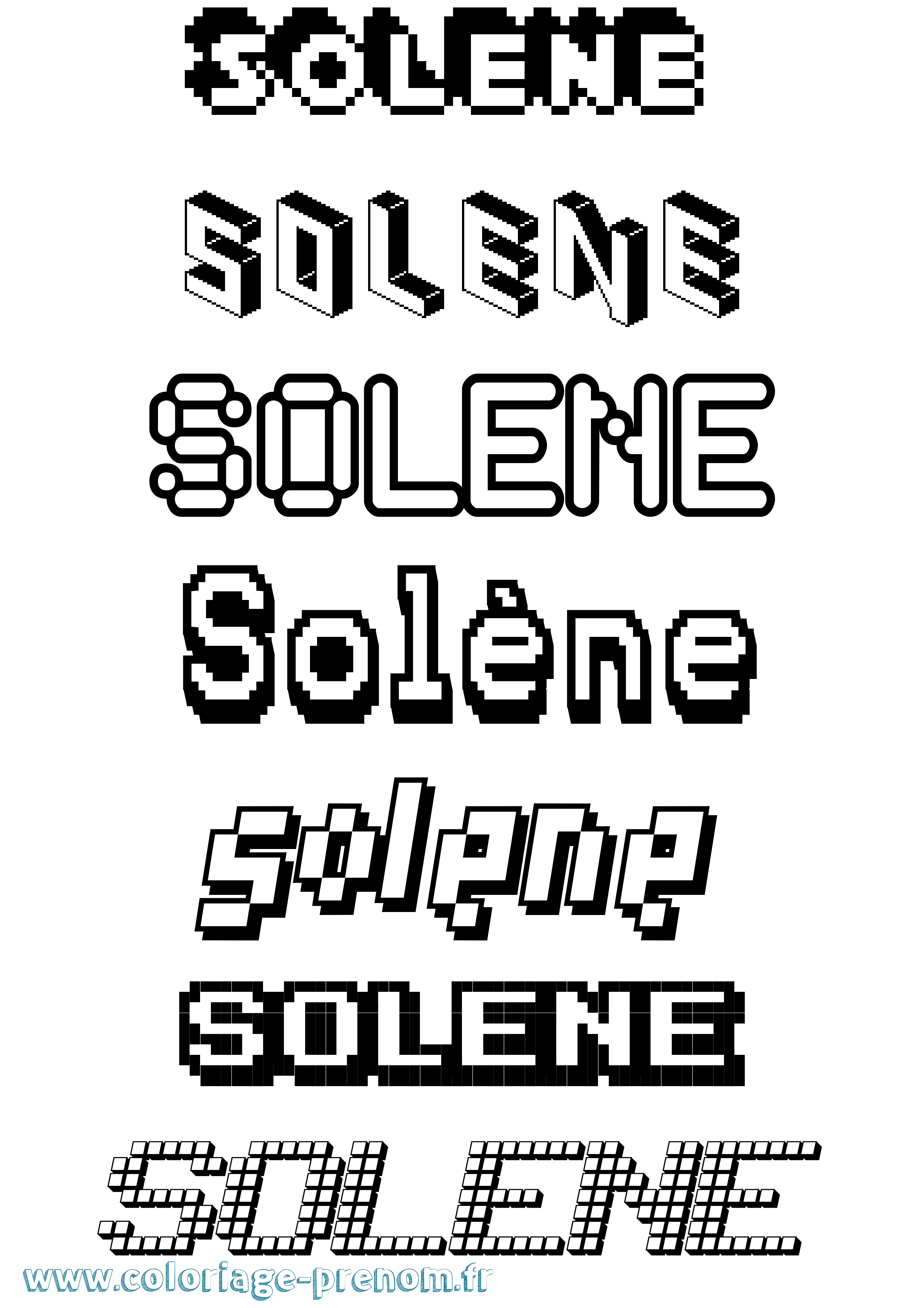 Coloriage prénom Solène Pixel
