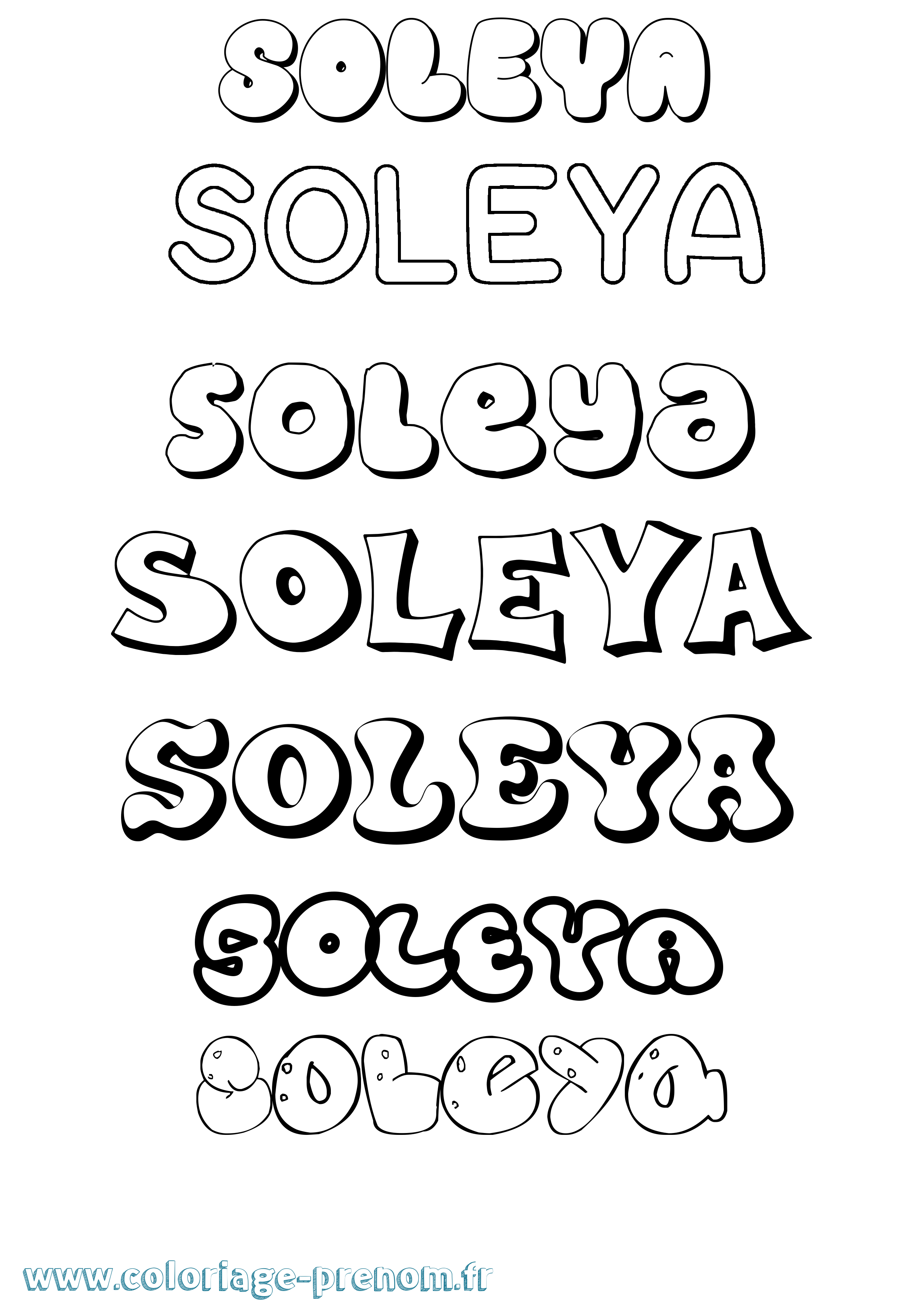 Coloriage prénom Soleya Bubble