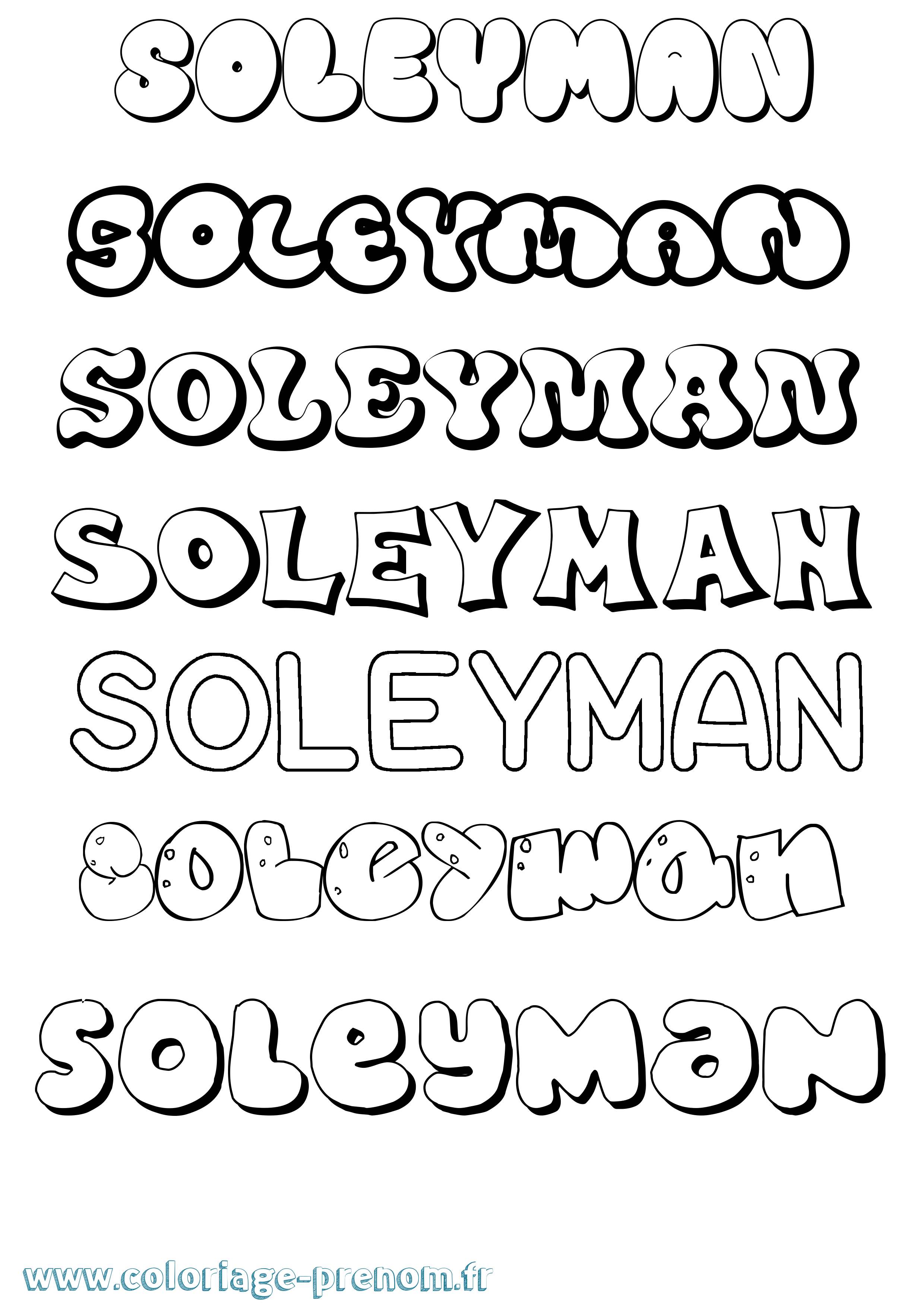 Coloriage Soleyman Bubble Coloriage prénom Soleyman Bubble