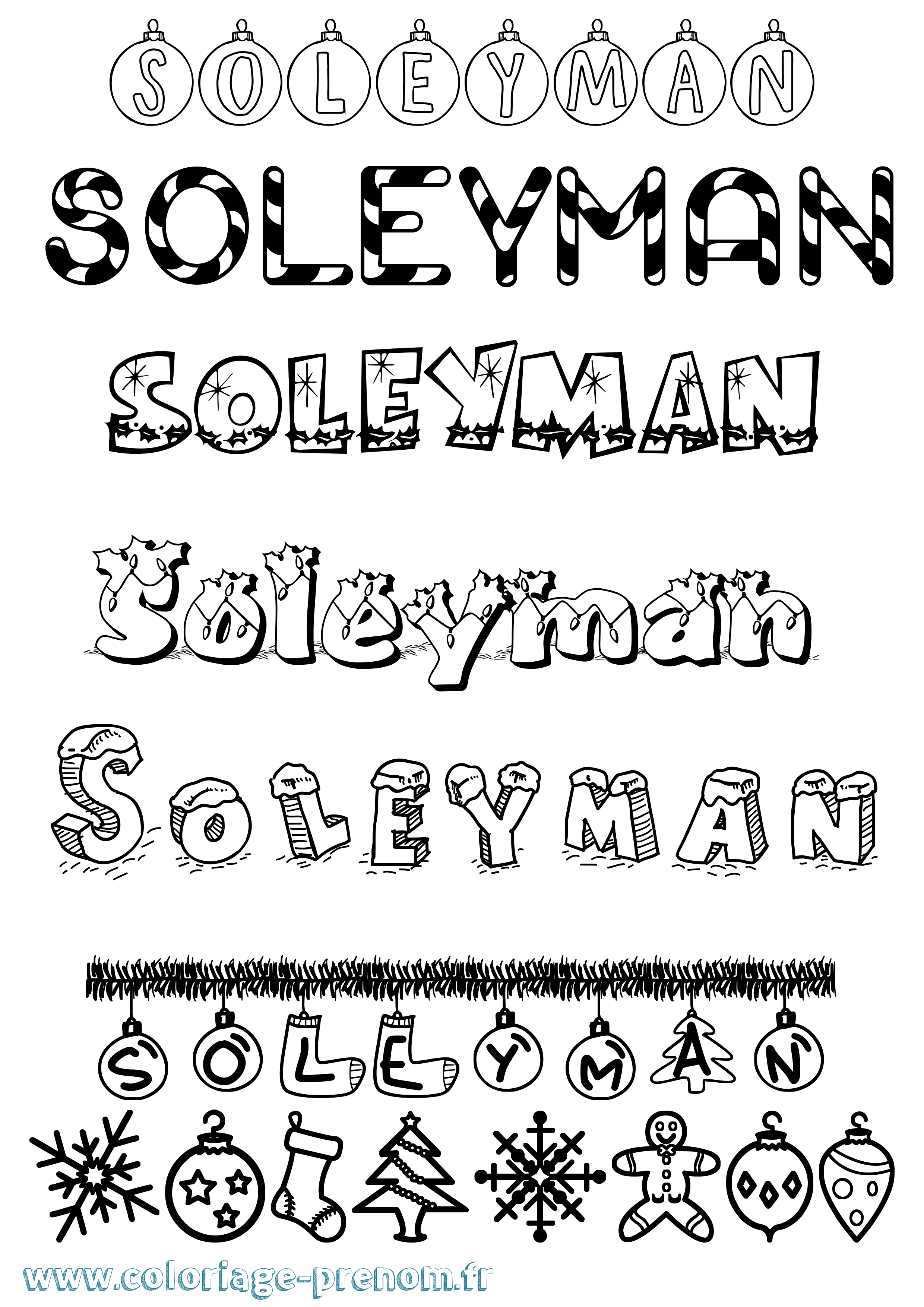 Coloriage Soleyman Noël Coloriage prénom Soleyman Noël