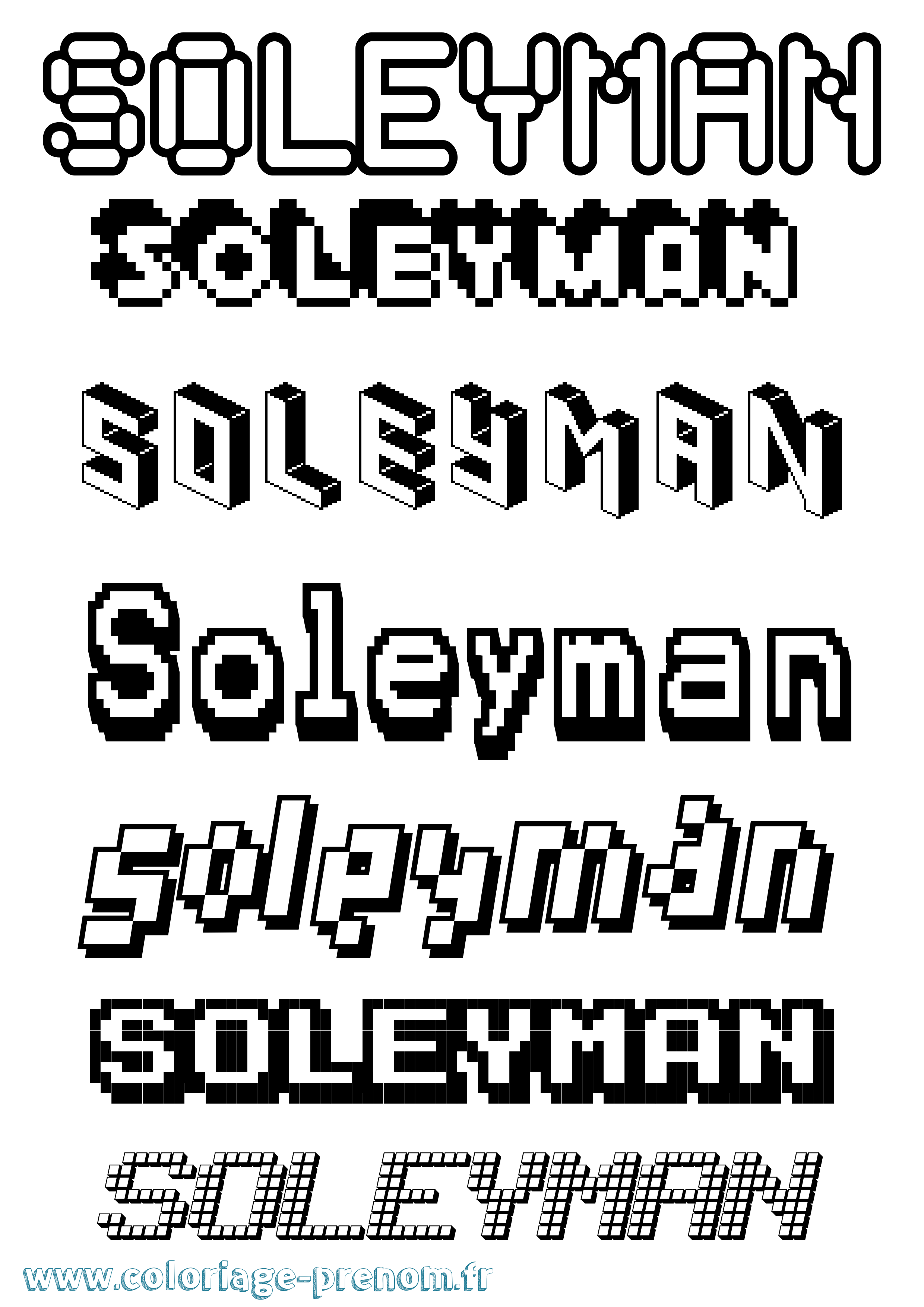 Coloriage Soleyman Pixel Coloriage prénom Soleyman Pixel