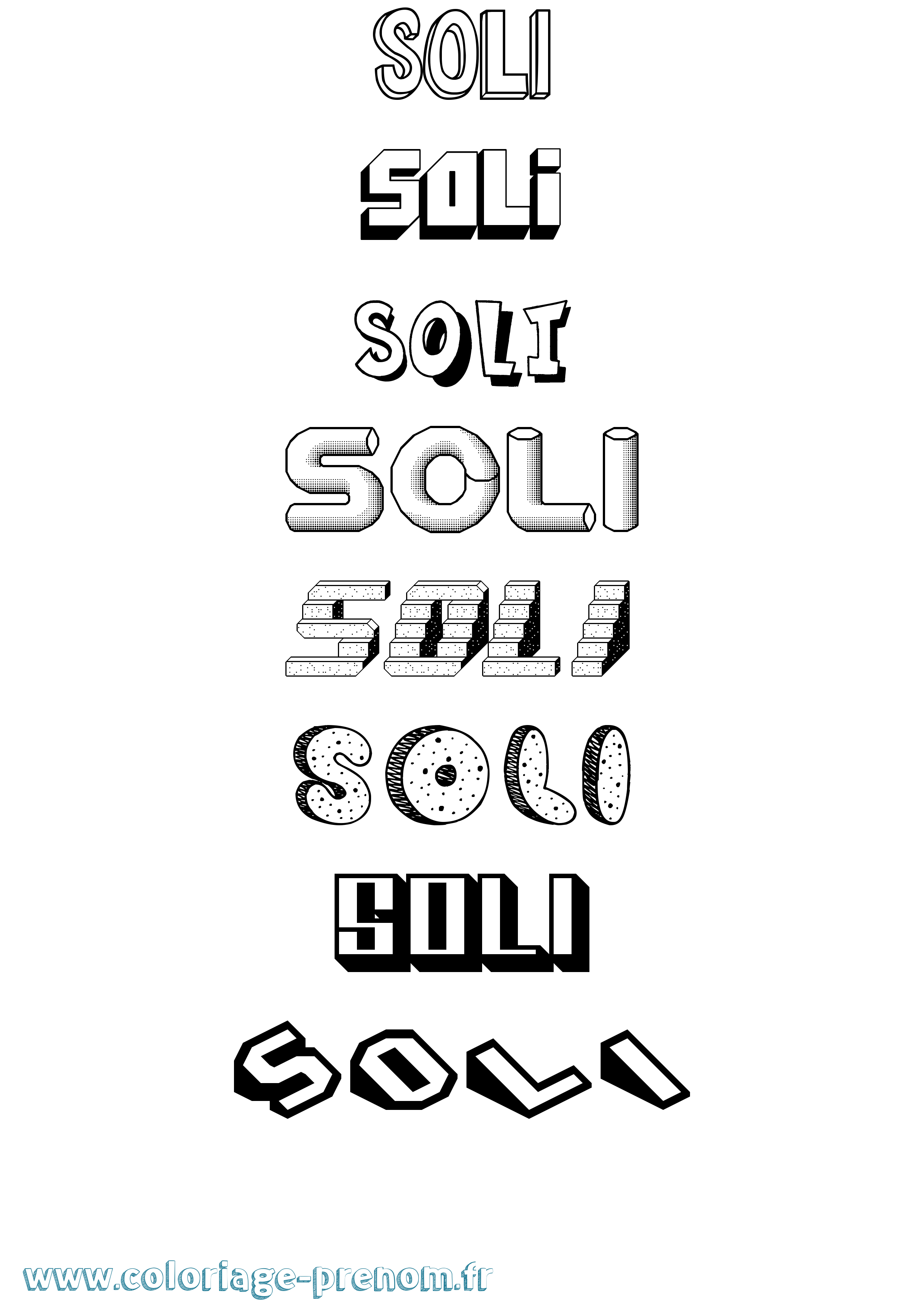 Coloriage Soli Effet 3D Coloriage prénom Soli Effet 3D
