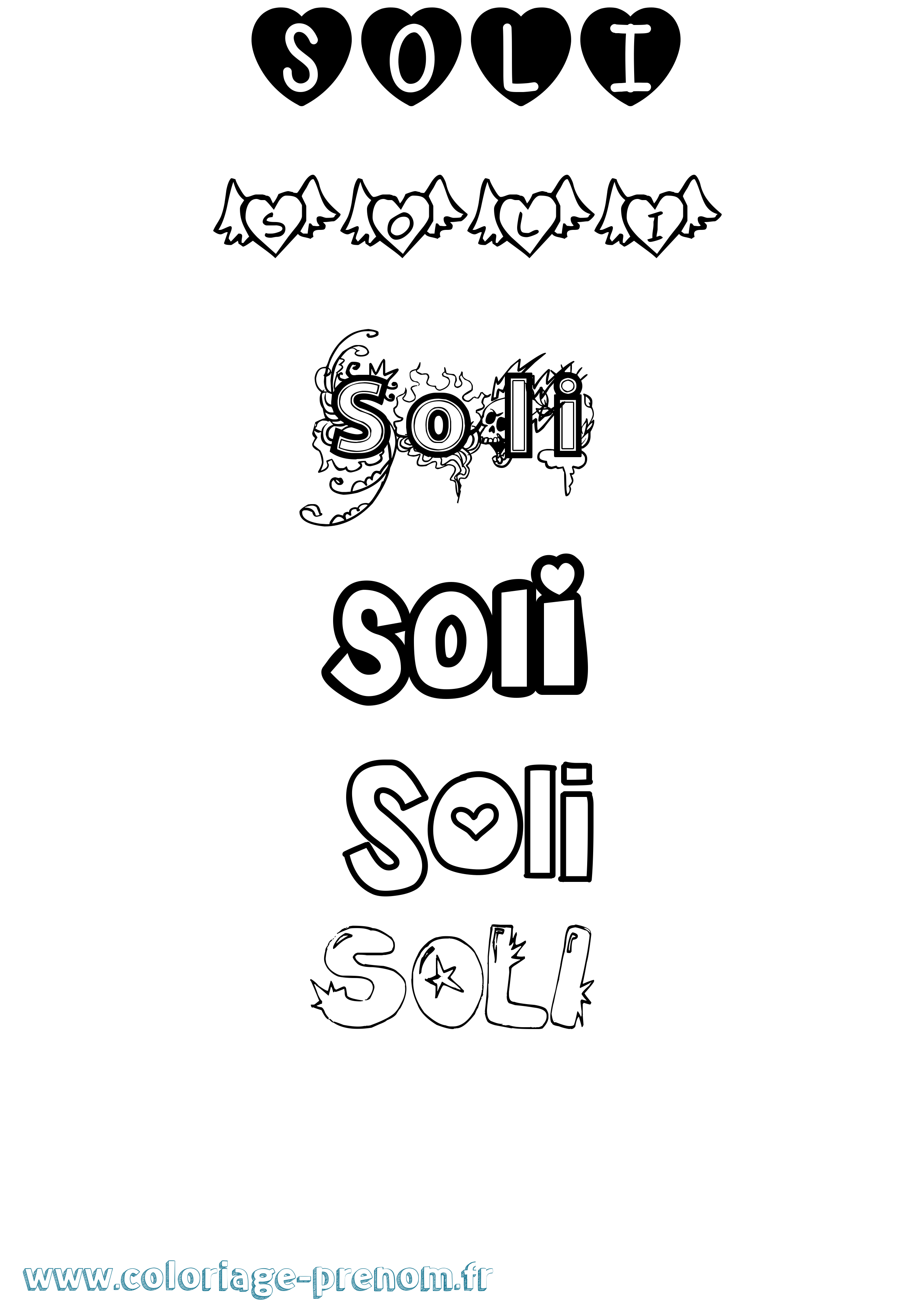 Coloriage Soli Girly Coloriage prénom Soli Girly