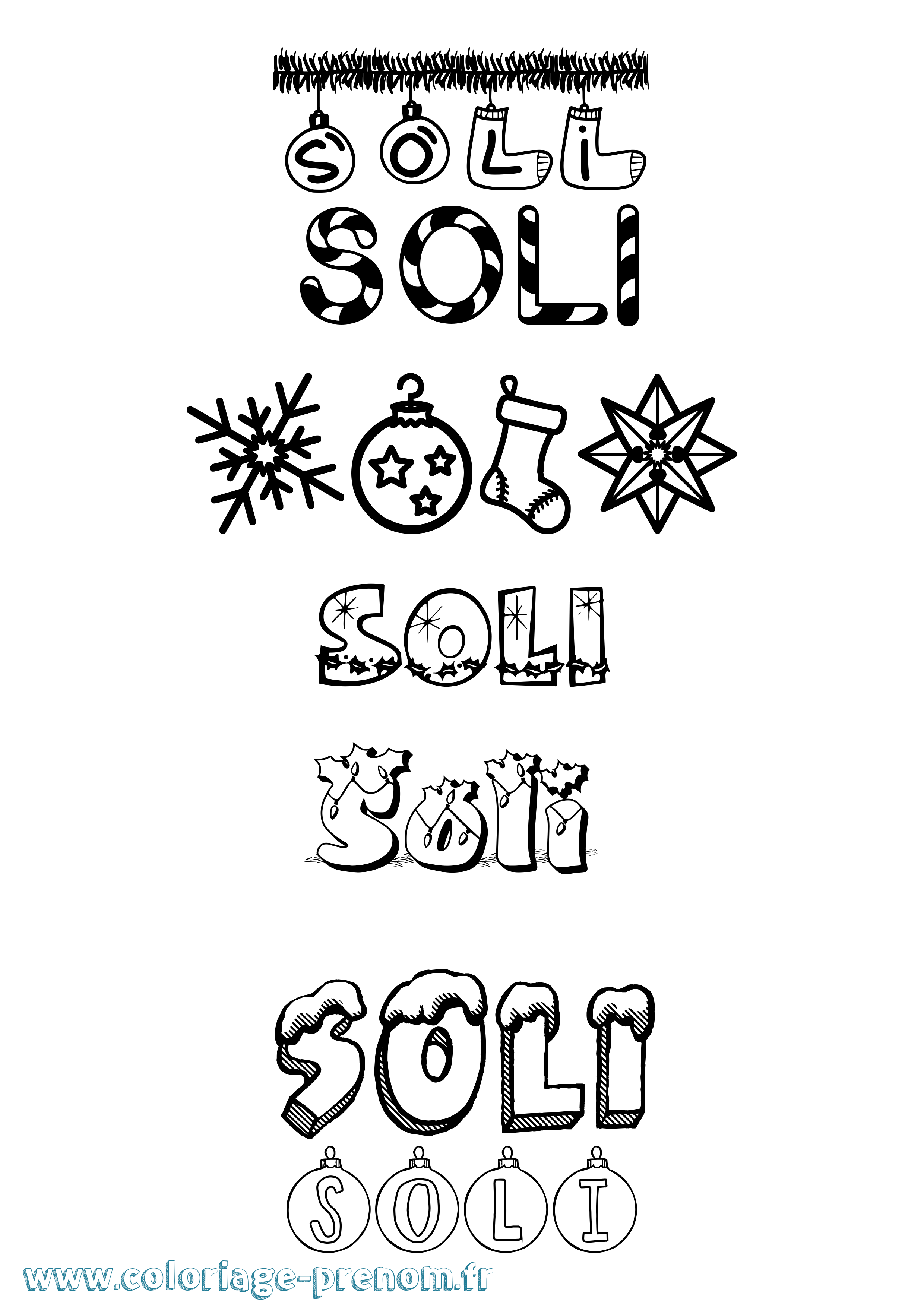 Coloriage Soli Noël Coloriage prénom Soli Noël