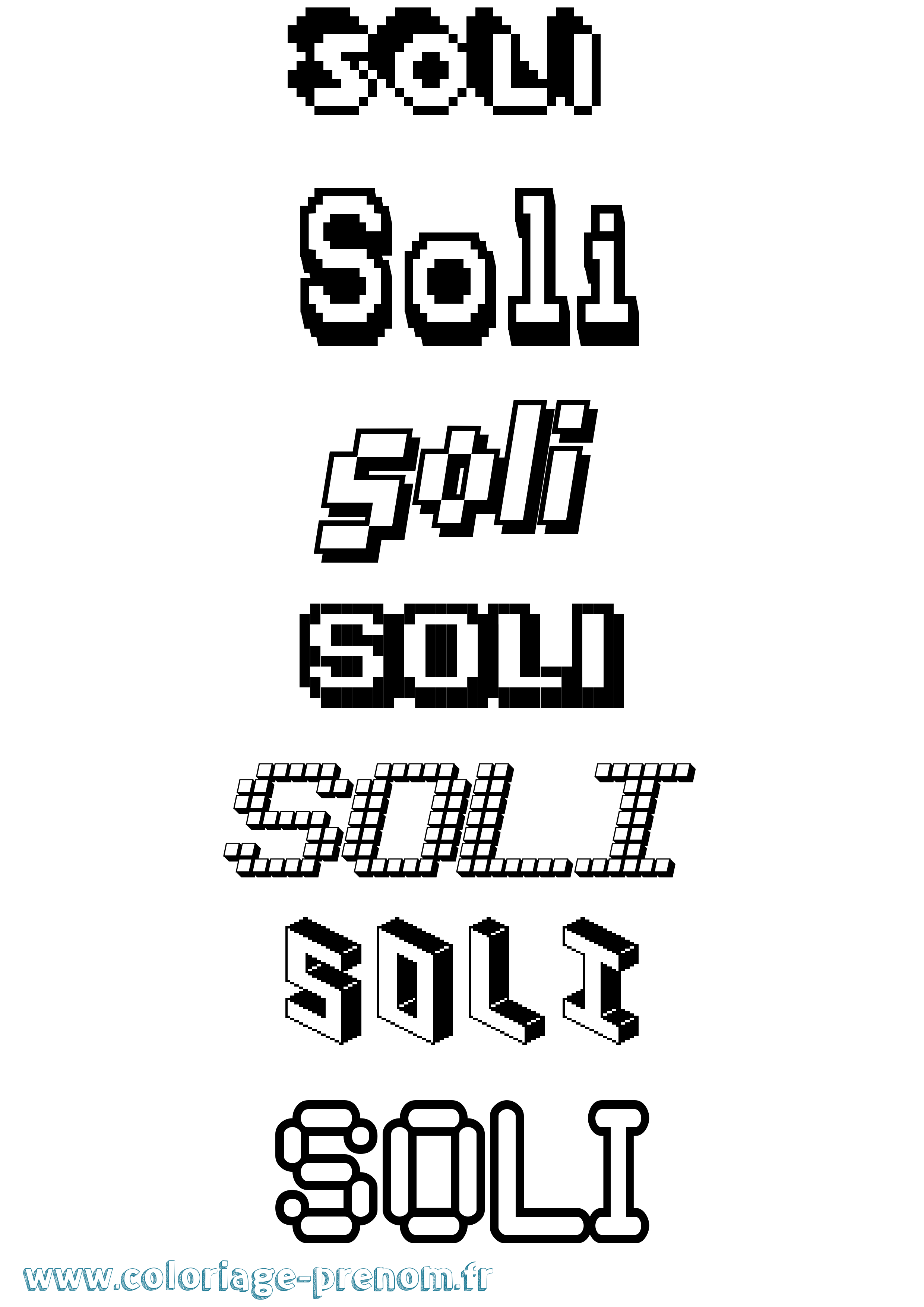 Coloriage Soli Pixel Coloriage prénom Soli Pixel