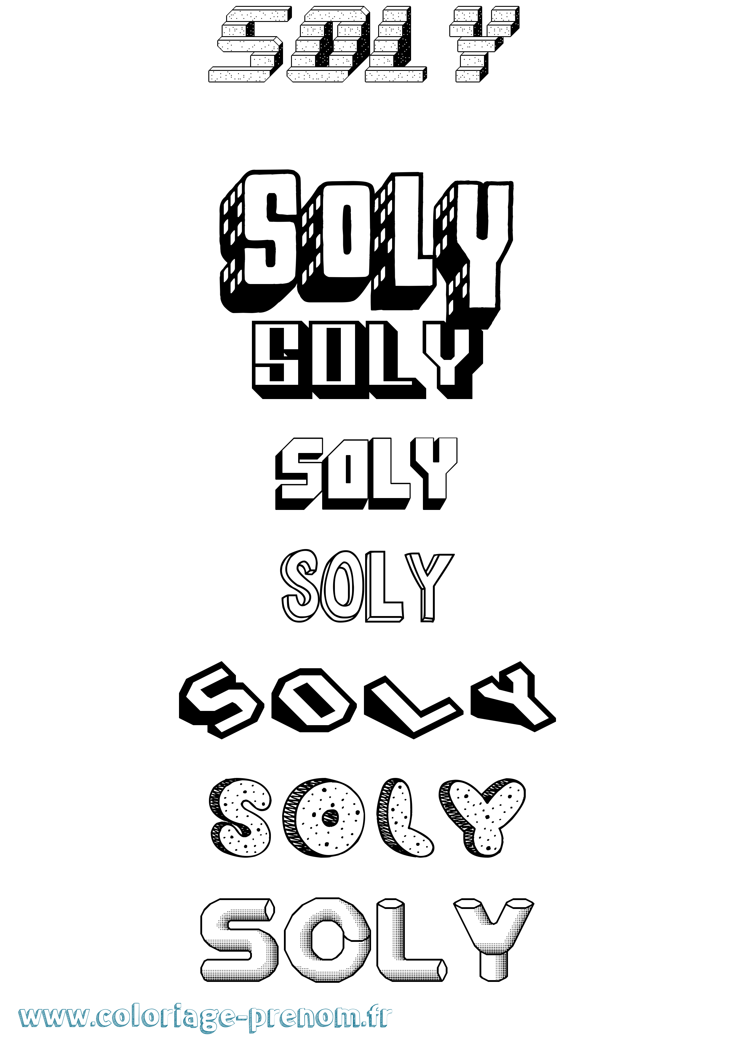 Coloriage Soly Effet 3D Coloriage prénom Soly Effet 3D