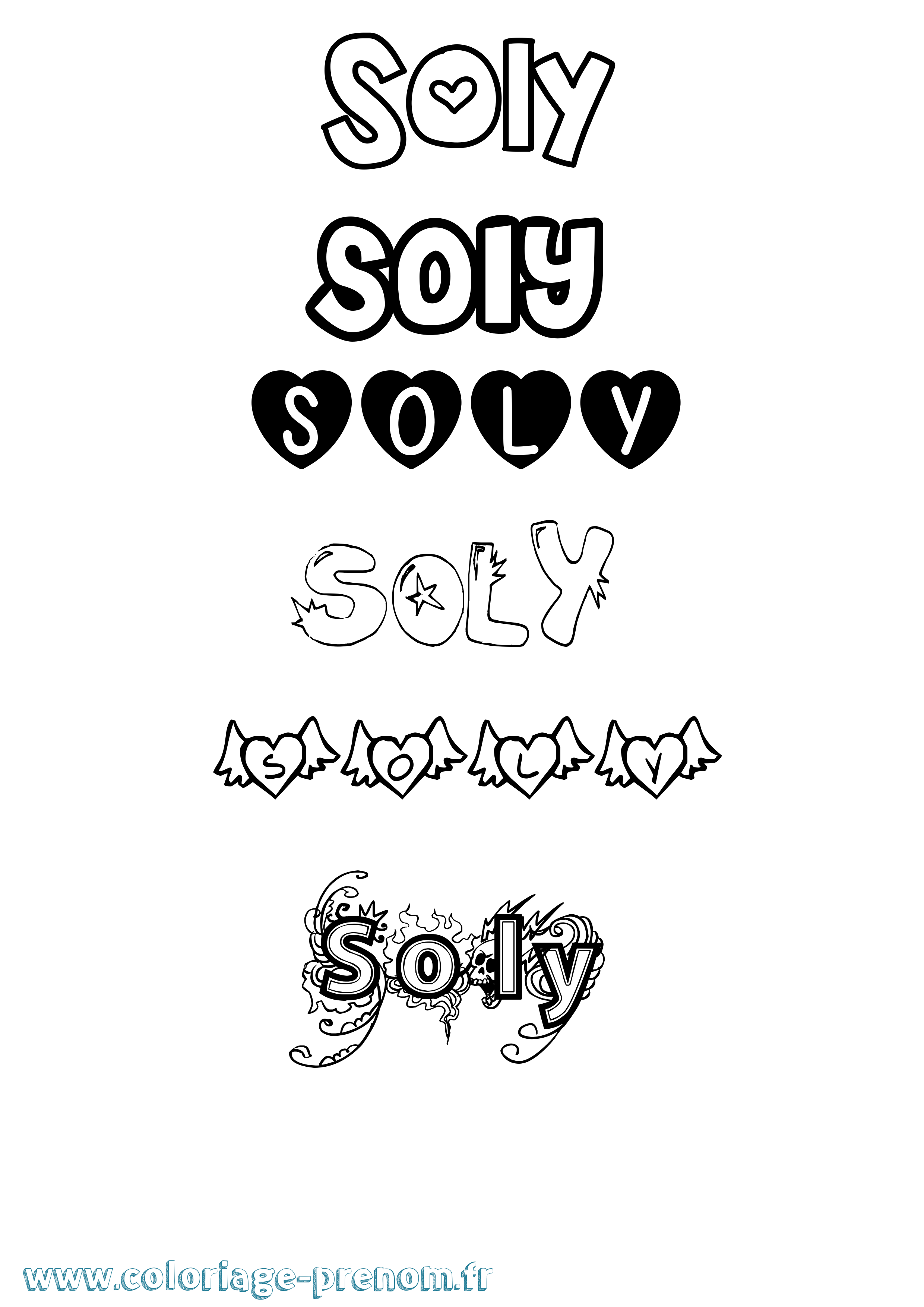 Coloriage Soly Girly Coloriage prénom Soly Girly