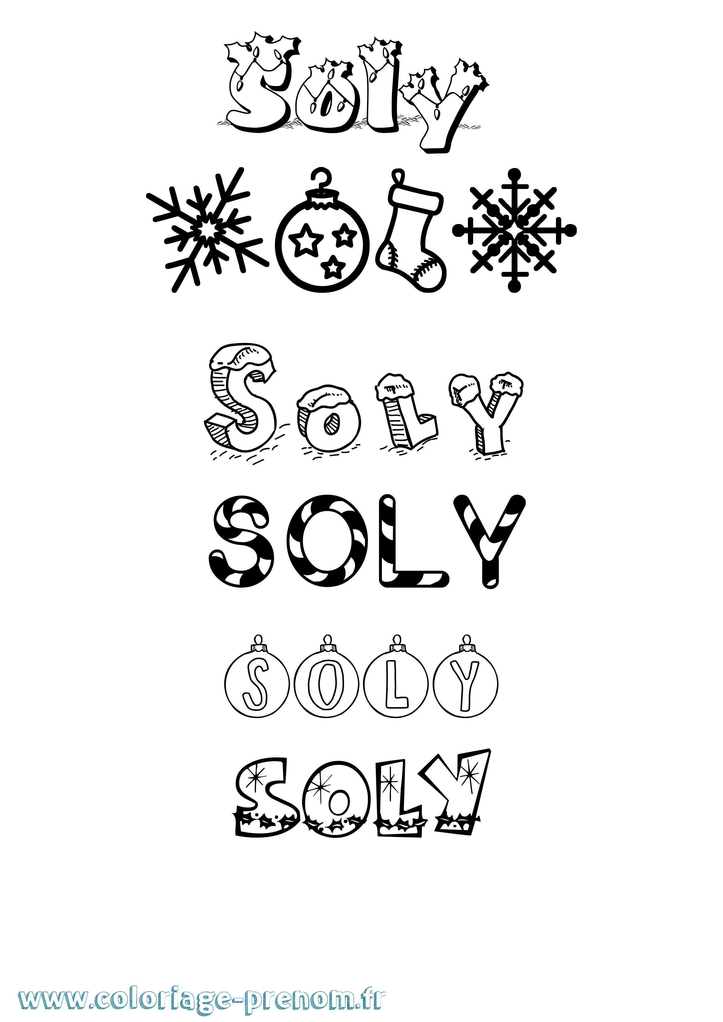 Coloriage Soly Noël Coloriage prénom Soly Noël
