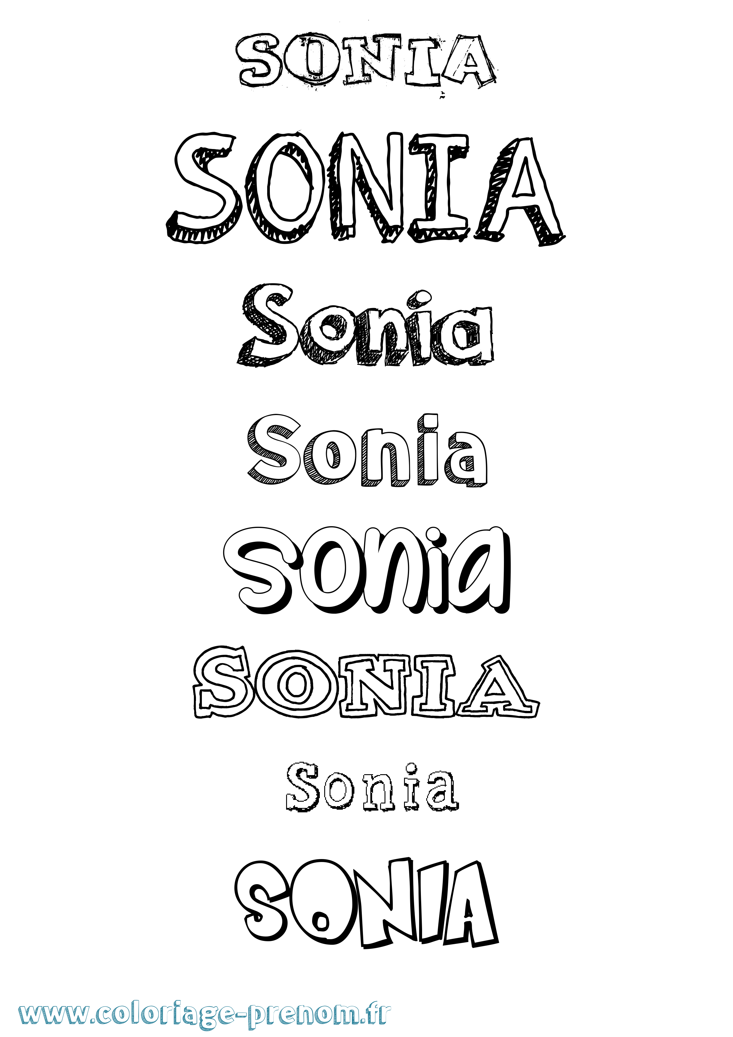 Coloriage prénom Sonia