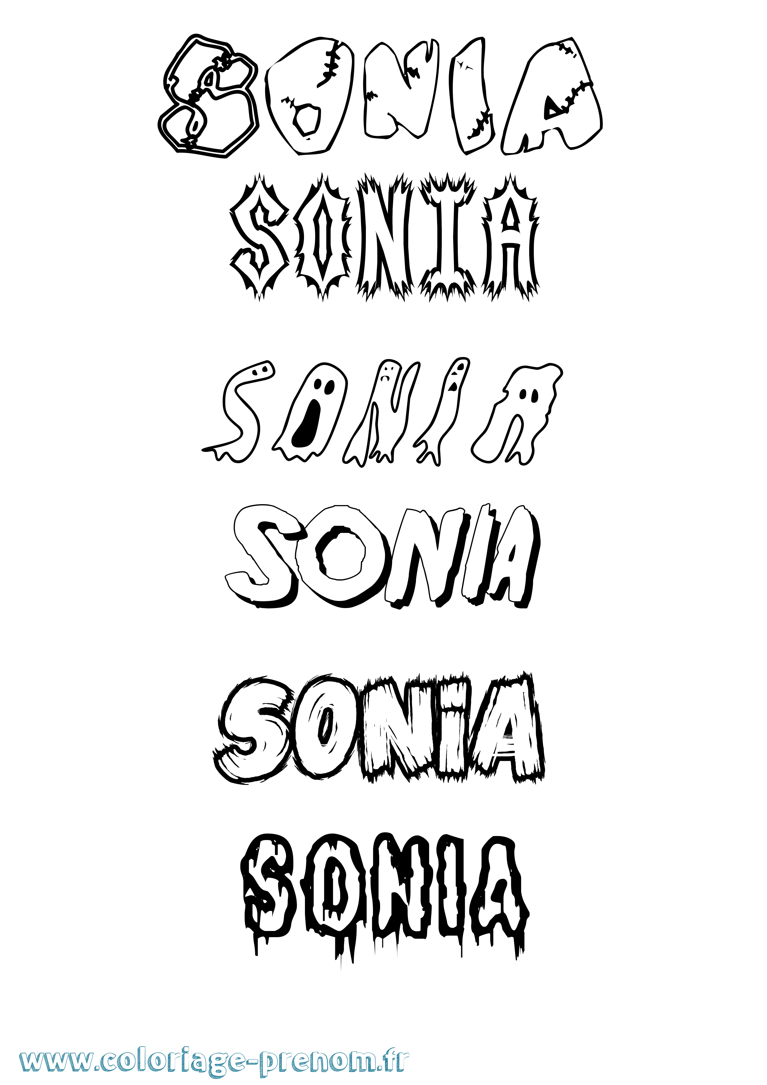 Coloriage prénom Sonia Frisson