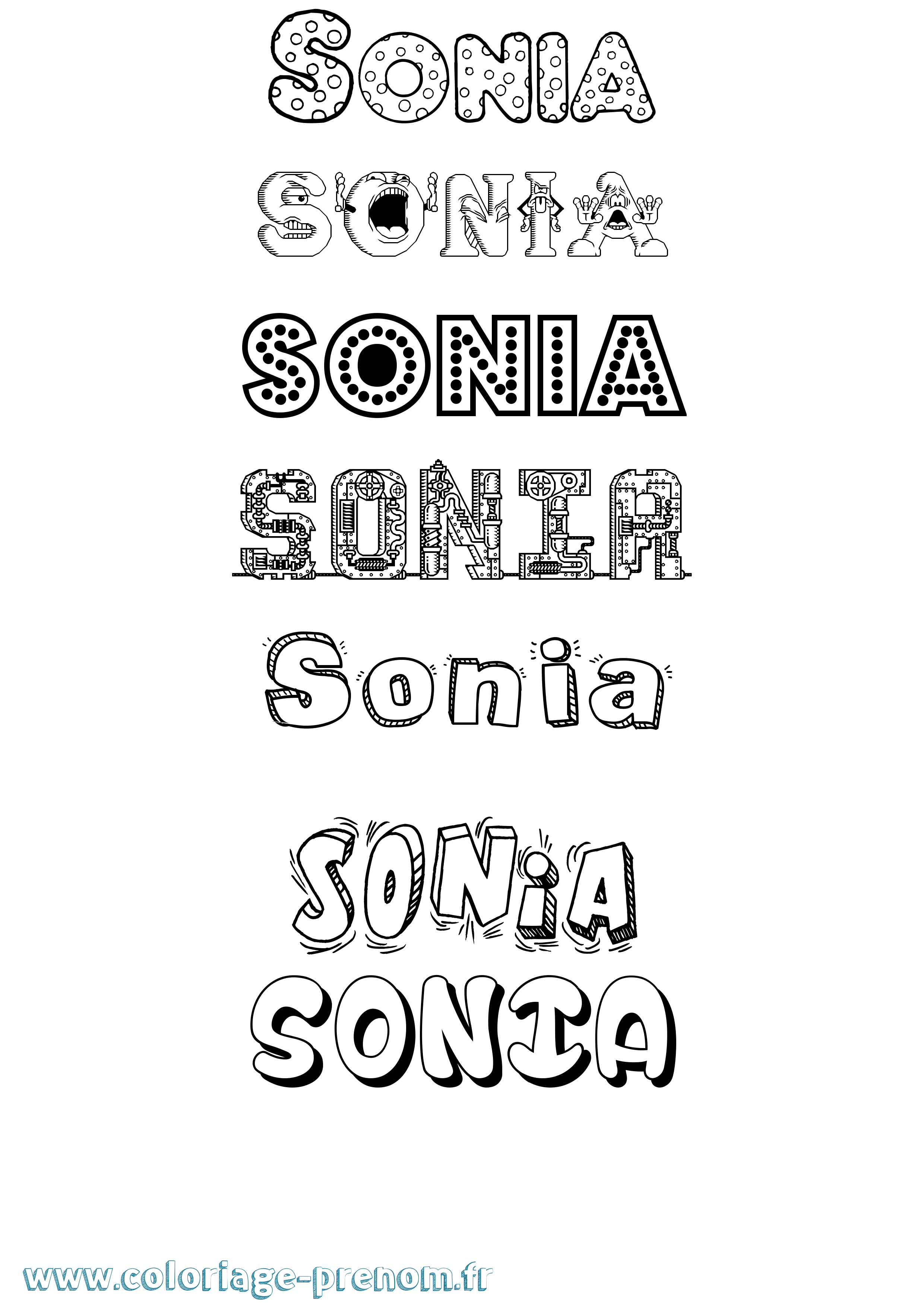 Coloriage prénom Sonia Fun