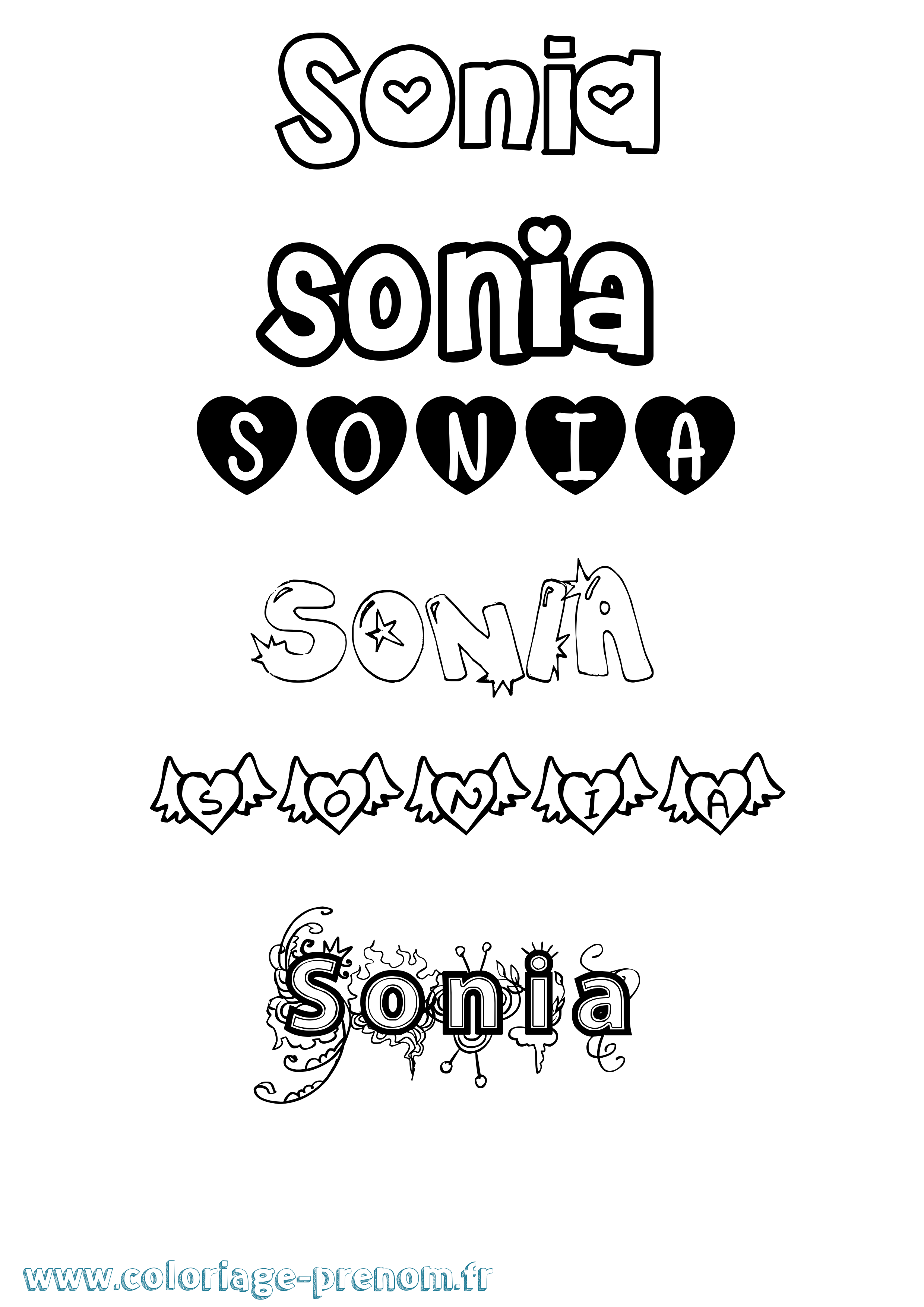 Coloriage prénom Sonia Girly