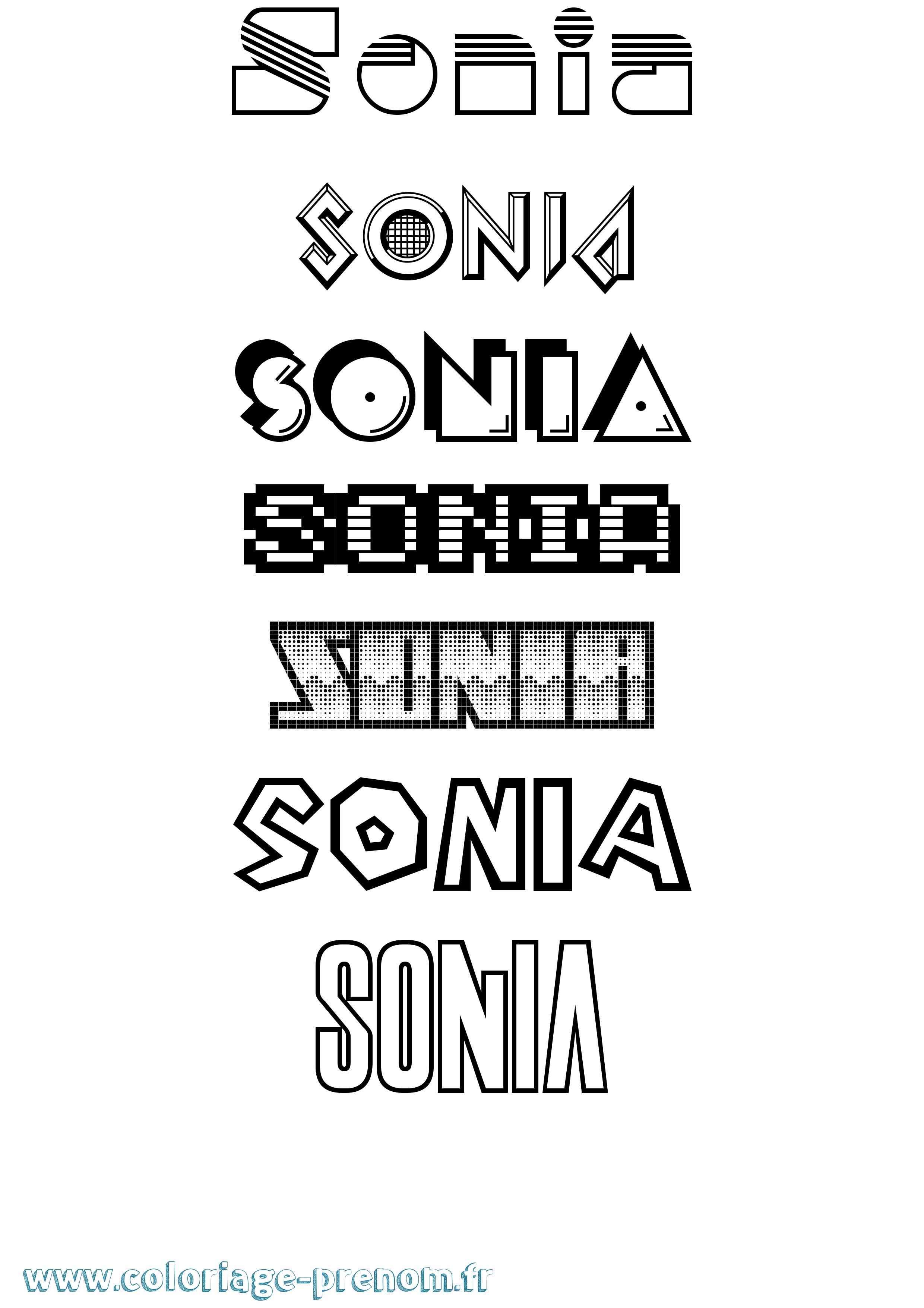 Coloriage prénom Sonia Jeux Vidéos