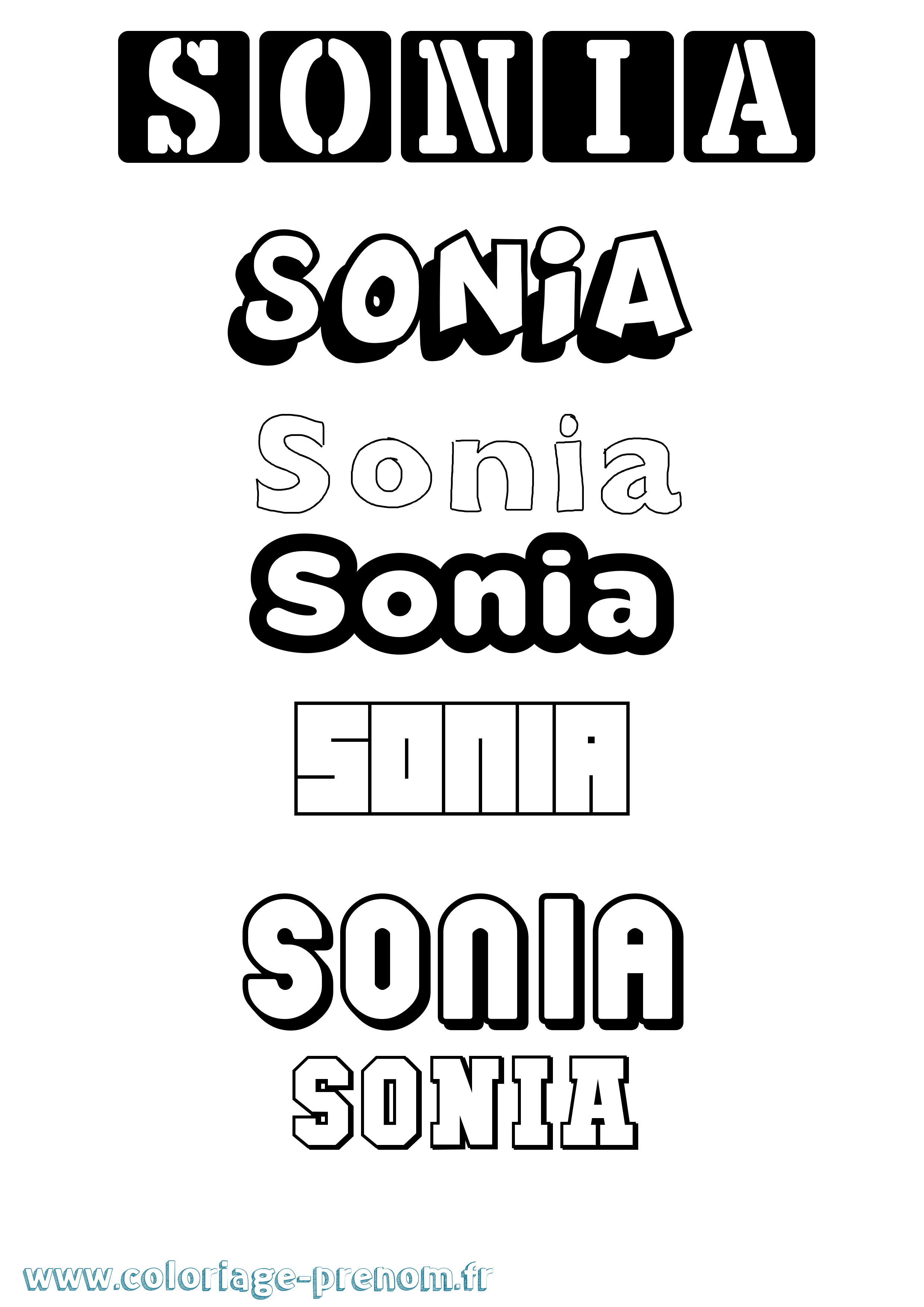 Coloriage prénom Sonia Simple