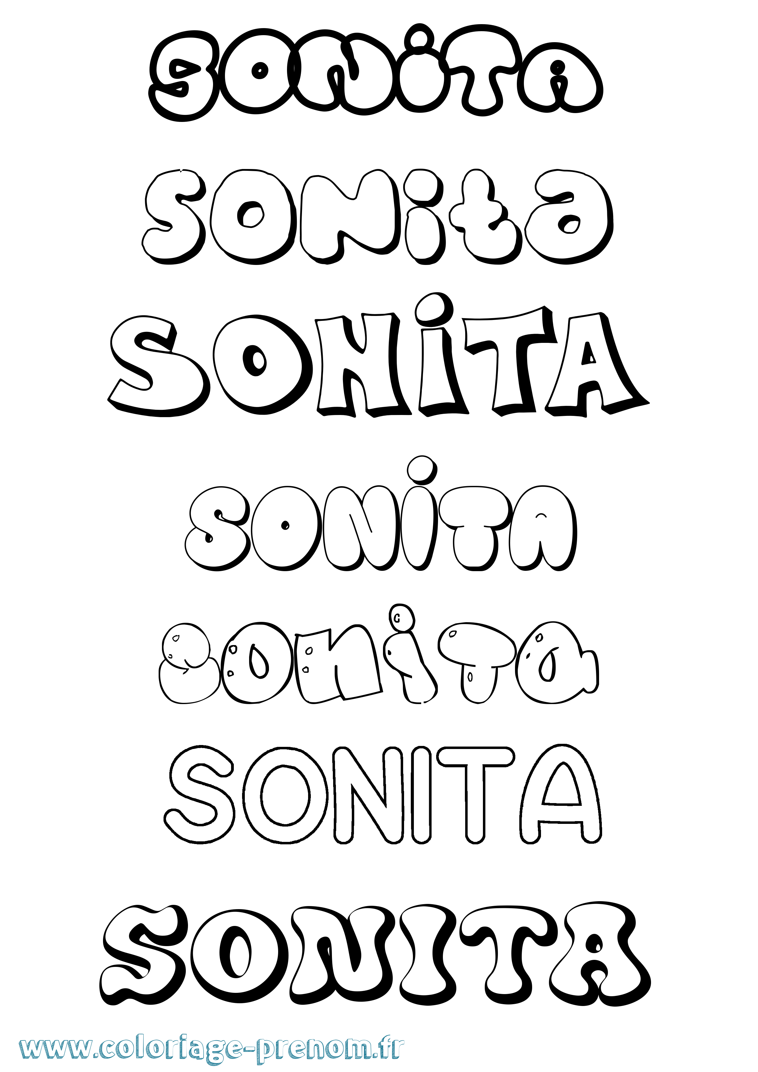 Coloriage prénom Sonita Bubble
