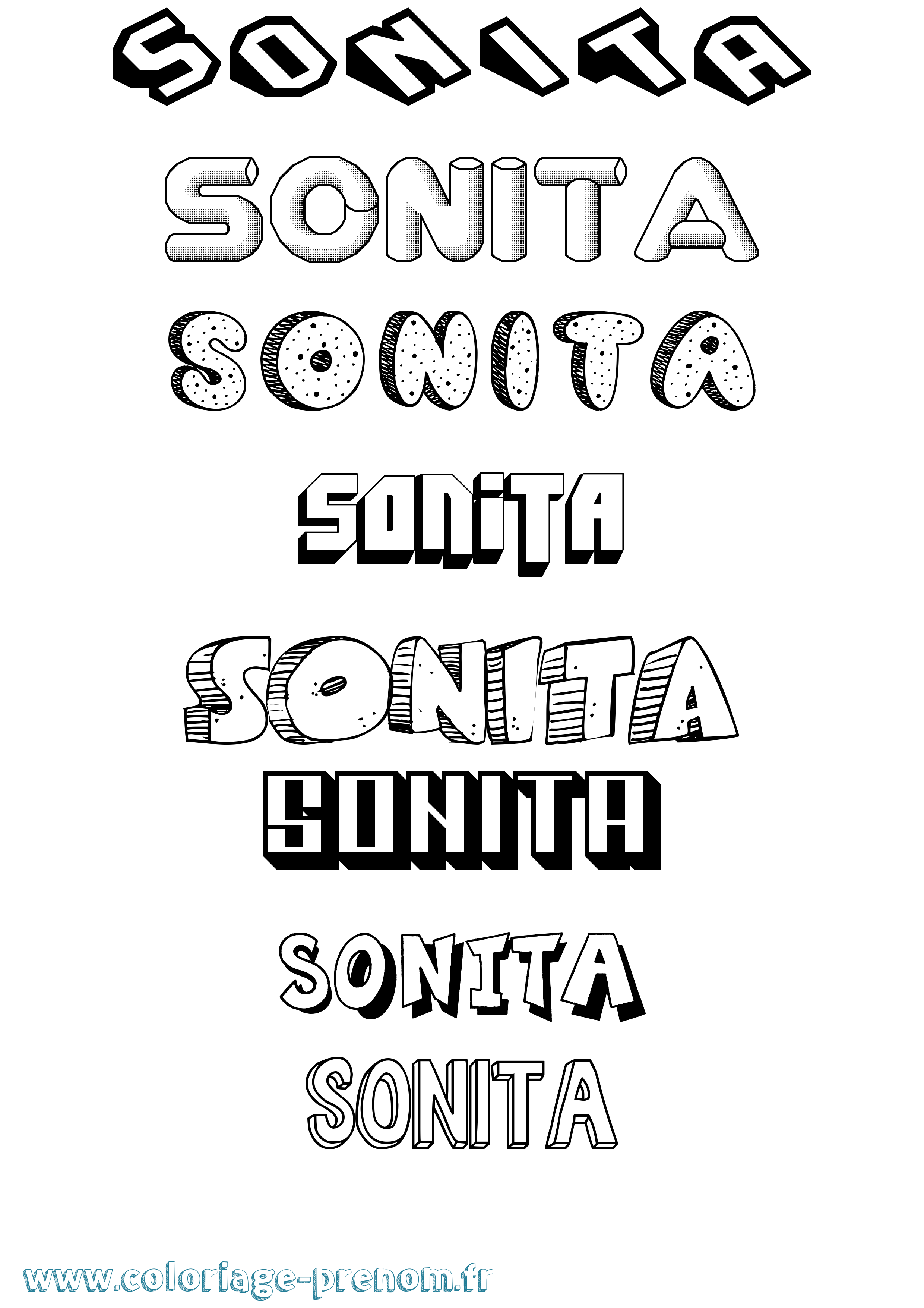 Coloriage prénom Sonita Effet 3D