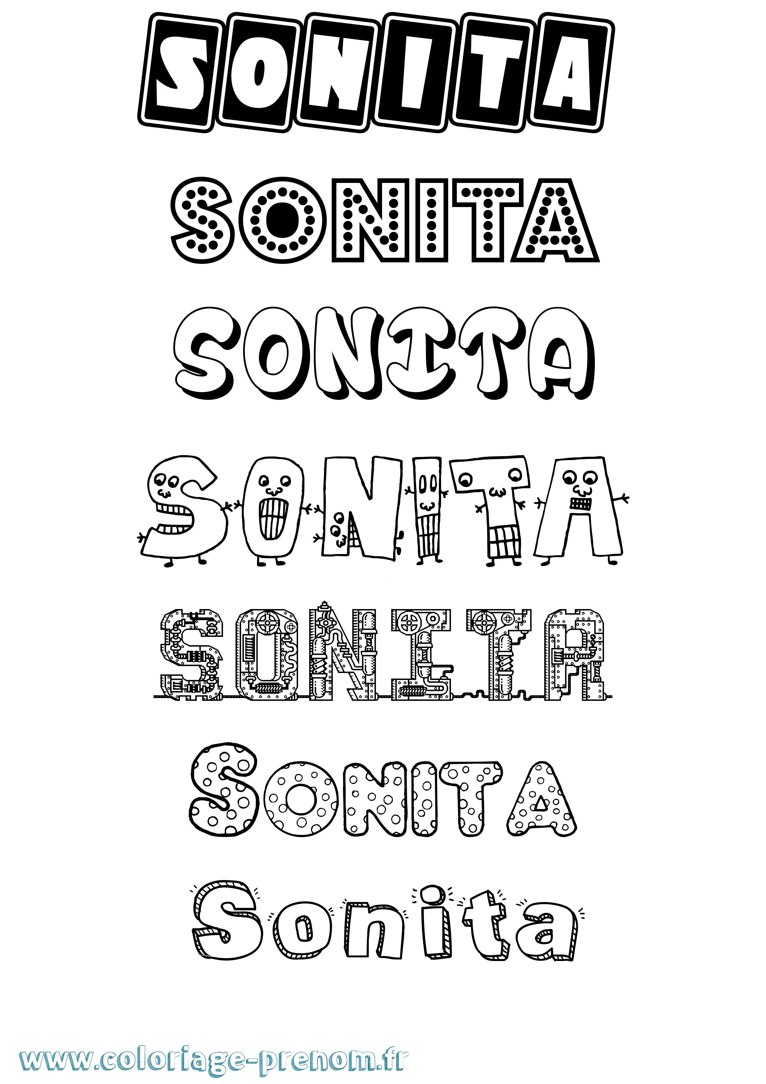 Coloriage prénom Sonita Fun
