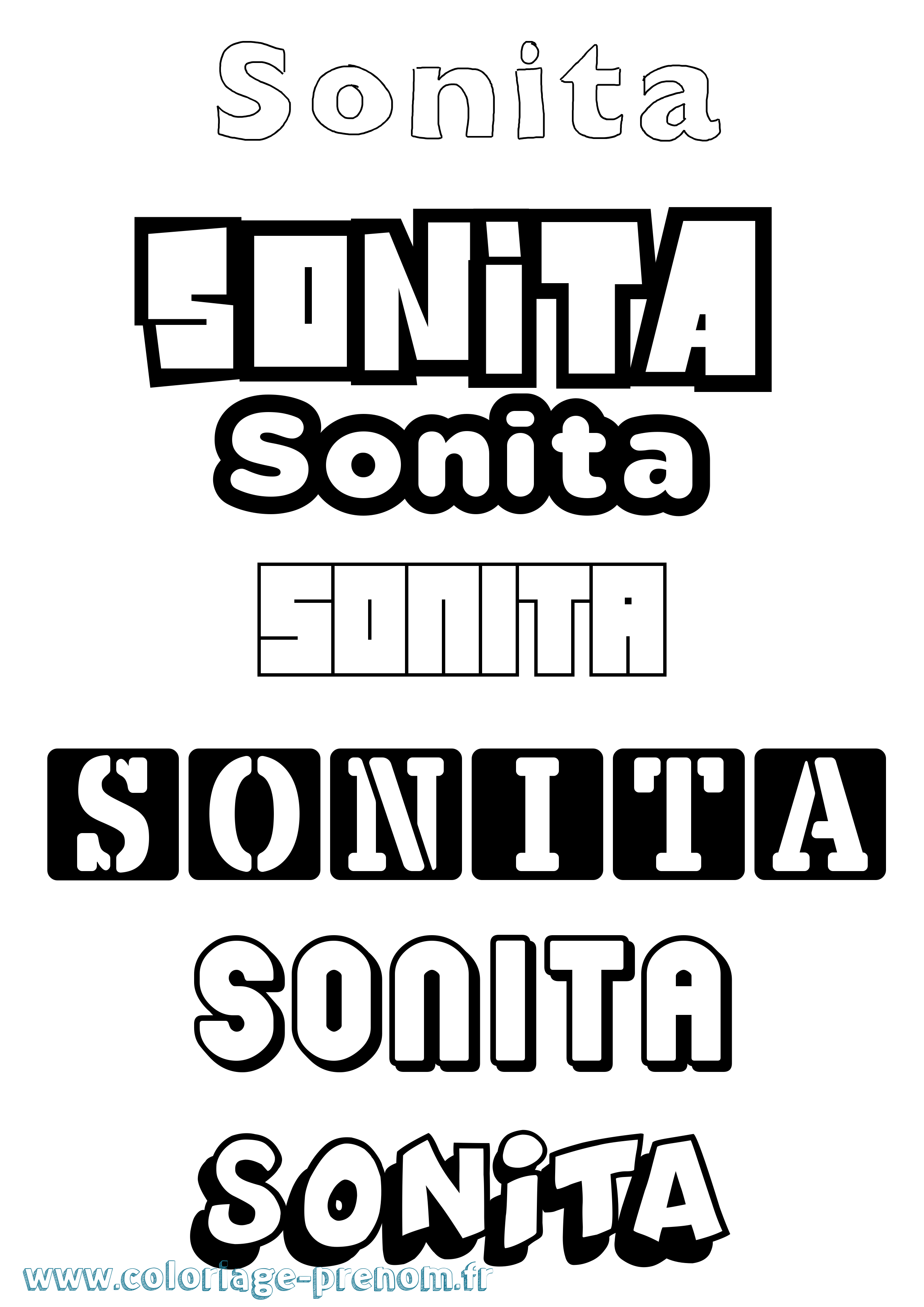 Coloriage prénom Sonita Simple