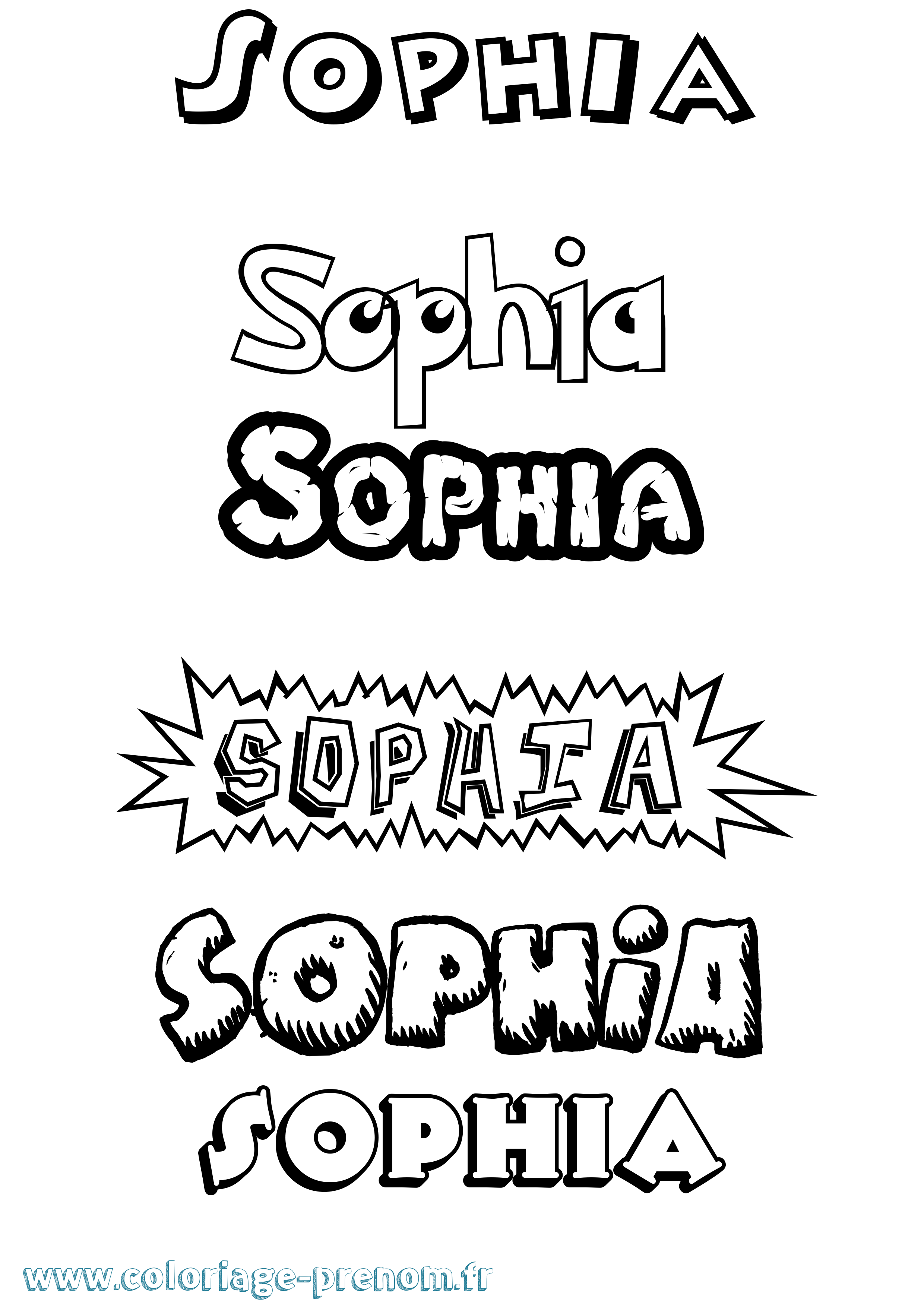 Coloriage prénom Sophia Dessin Animé