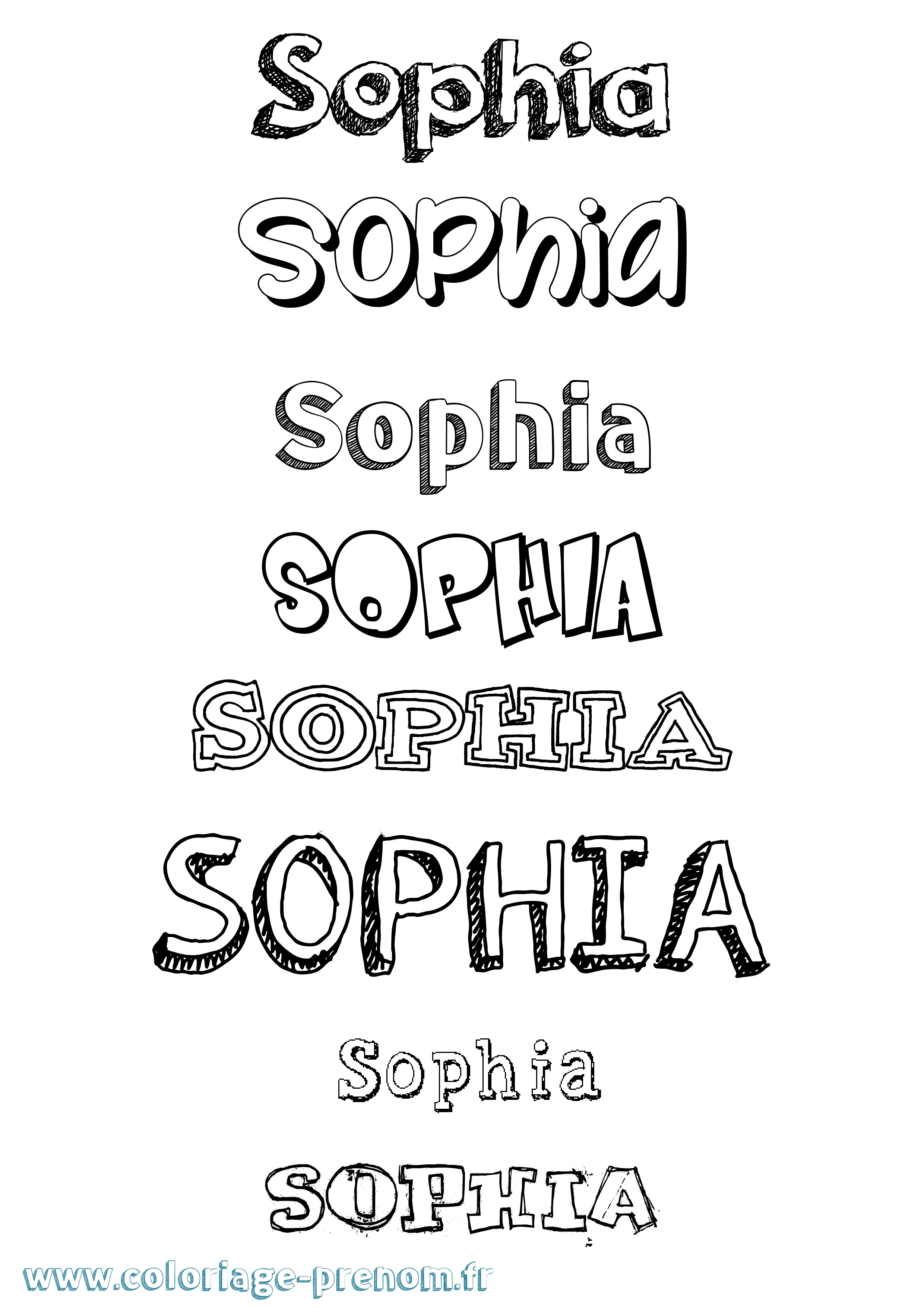 Coloriage prénom Sophia Dessiné
