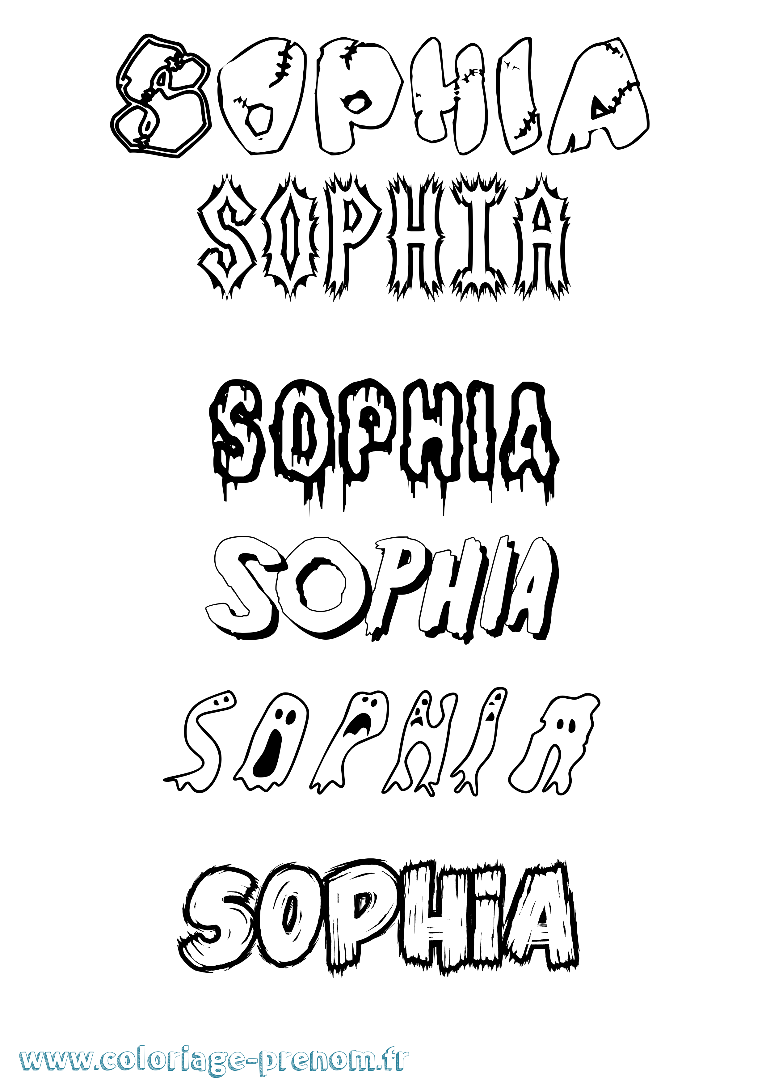 Coloriage prénom Sophia Frisson