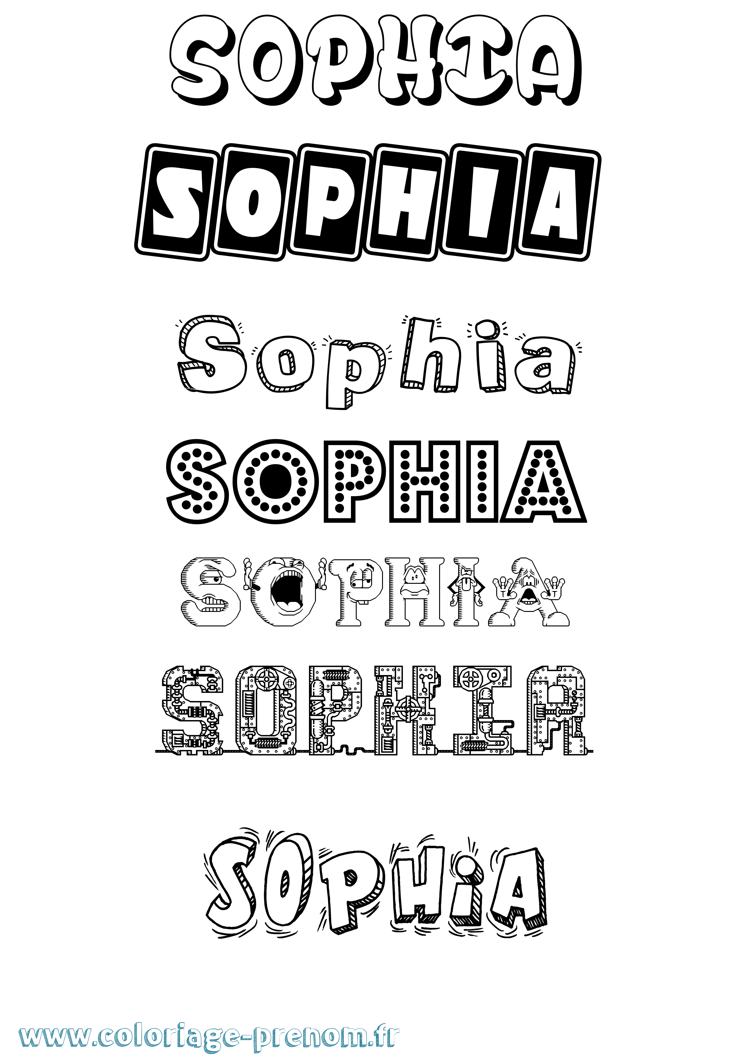 Coloriage prénom Sophia Fun
