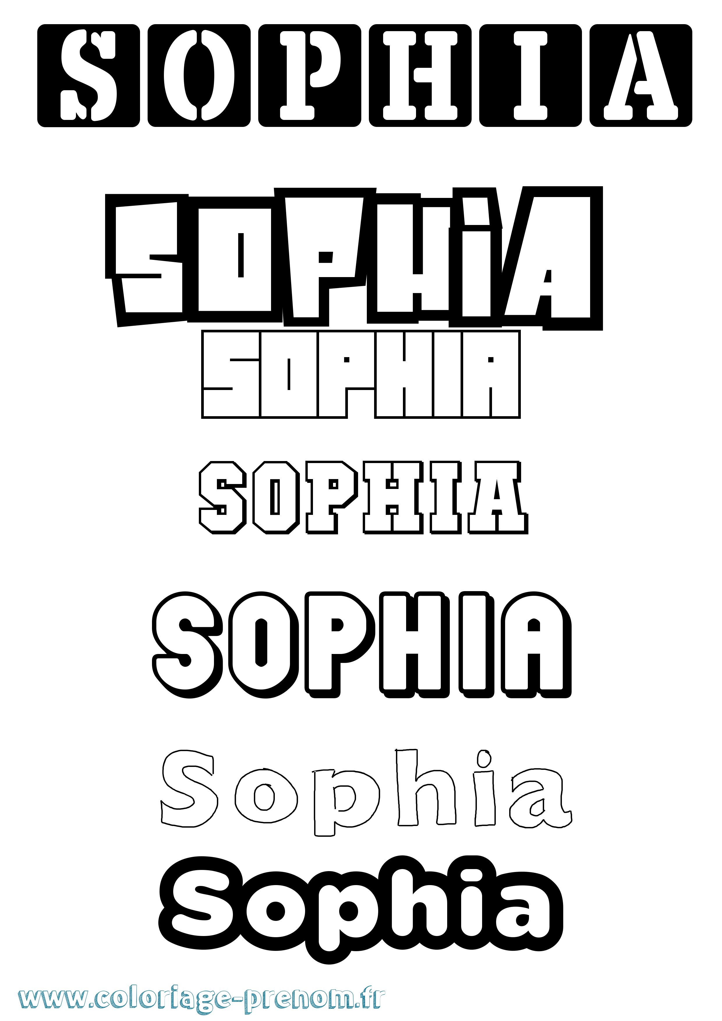 Coloriage prénom Sophia Simple